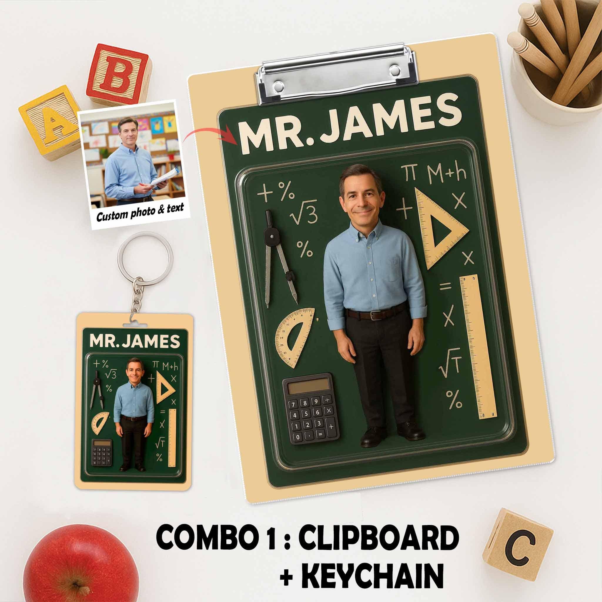 Custom Math Teacher Clipboard, Personalized Photo Gift, Back to School, Unique Classroom Decor, Teacher Appreciation, Teacher Supplies Gift