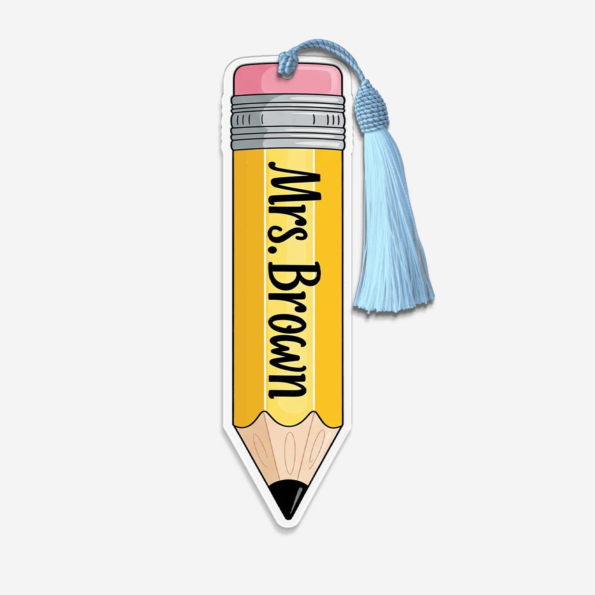 Custom Teacher Bookmark, Pencil Shaped Name Tag, Personalized Gift, Back to School, Cute Classroom Favor, Unique Teacher Gift