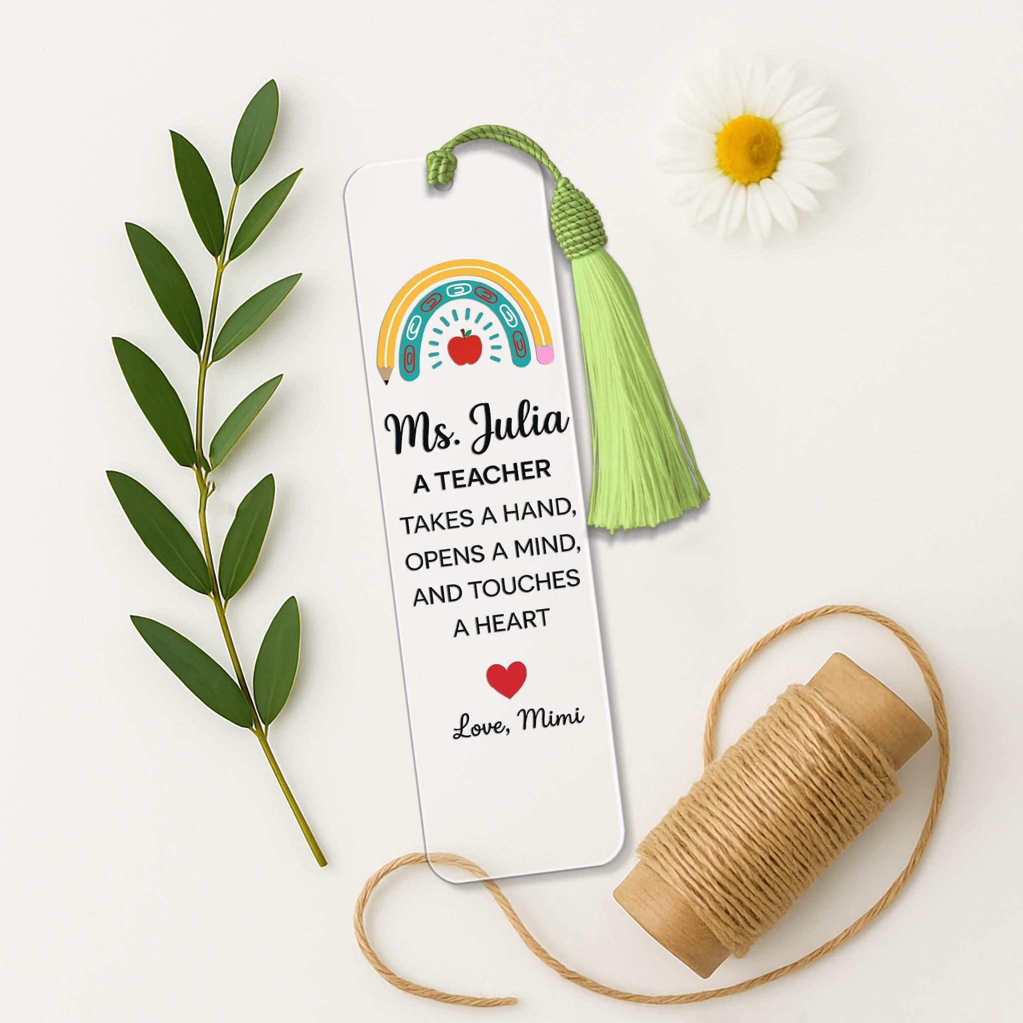 Teacher Bookmark, Back to School Gift, Personalized Teacher Gift, Classroom Supplies, Reading Accessory, Inspired Teacher Bookmark