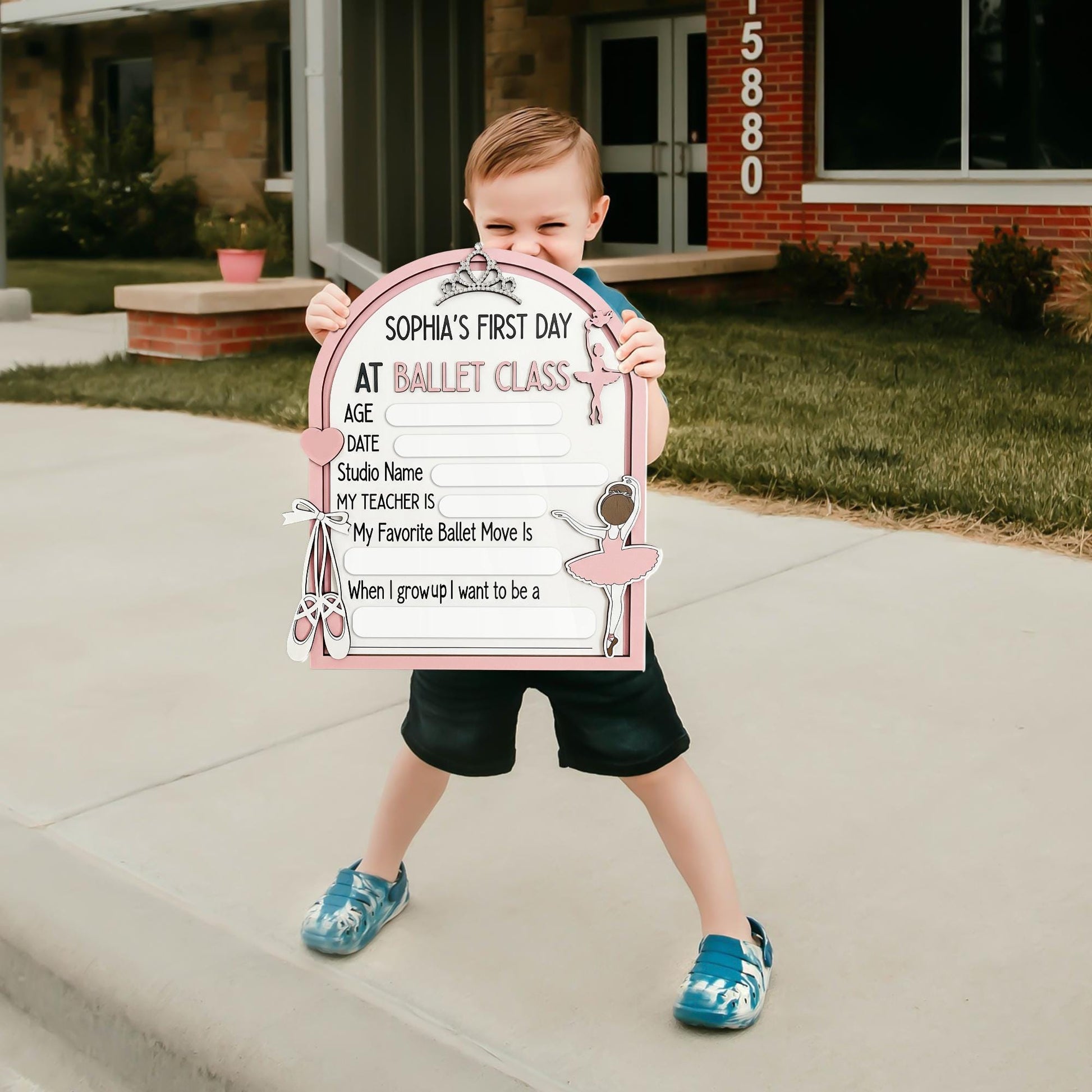 First Ballet Class Wooden Sign, Personalized Ballet Keepsake, Reusable Milestone Board, Wooden Ballet Sign for Girls, Dance Class Memory