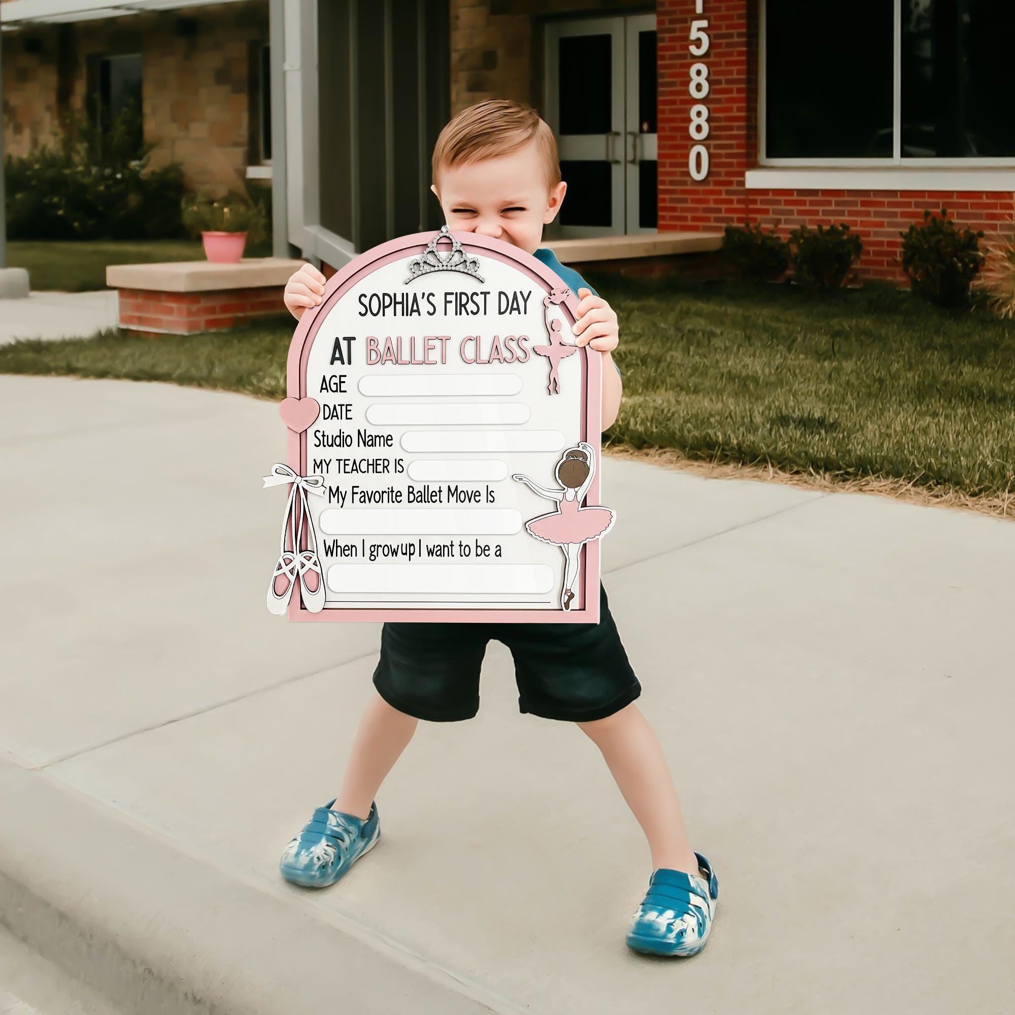 First Ballet Class Wooden Sign, Personalized Ballet Keepsake, Reusable Milestone Board, Wooden Ballet Sign for Girls, Dance Class Memory
