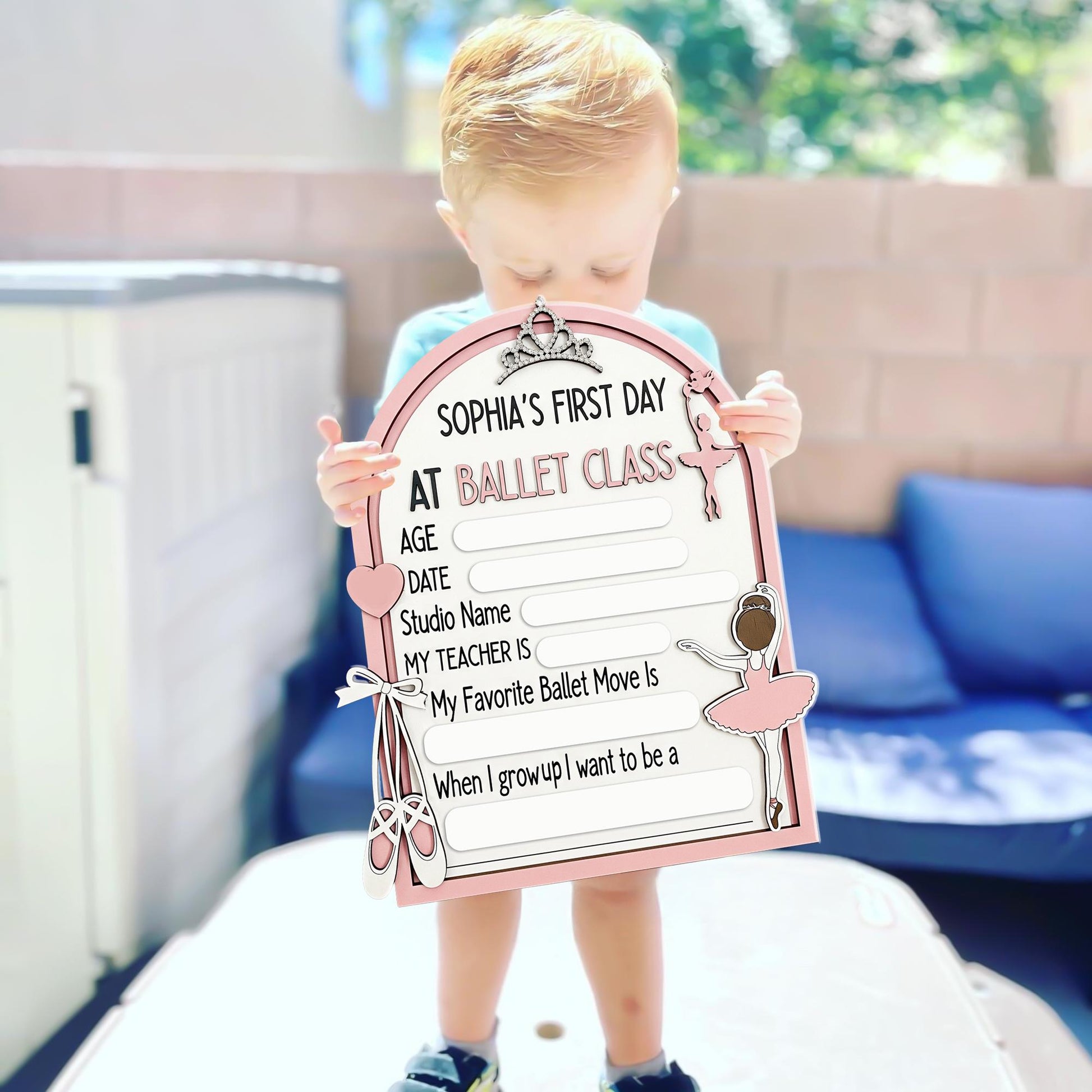 First Ballet Class Wooden Sign, Personalized Ballet Keepsake, Reusable Milestone Board, Wooden Ballet Sign for Girls, Dance Class Memory