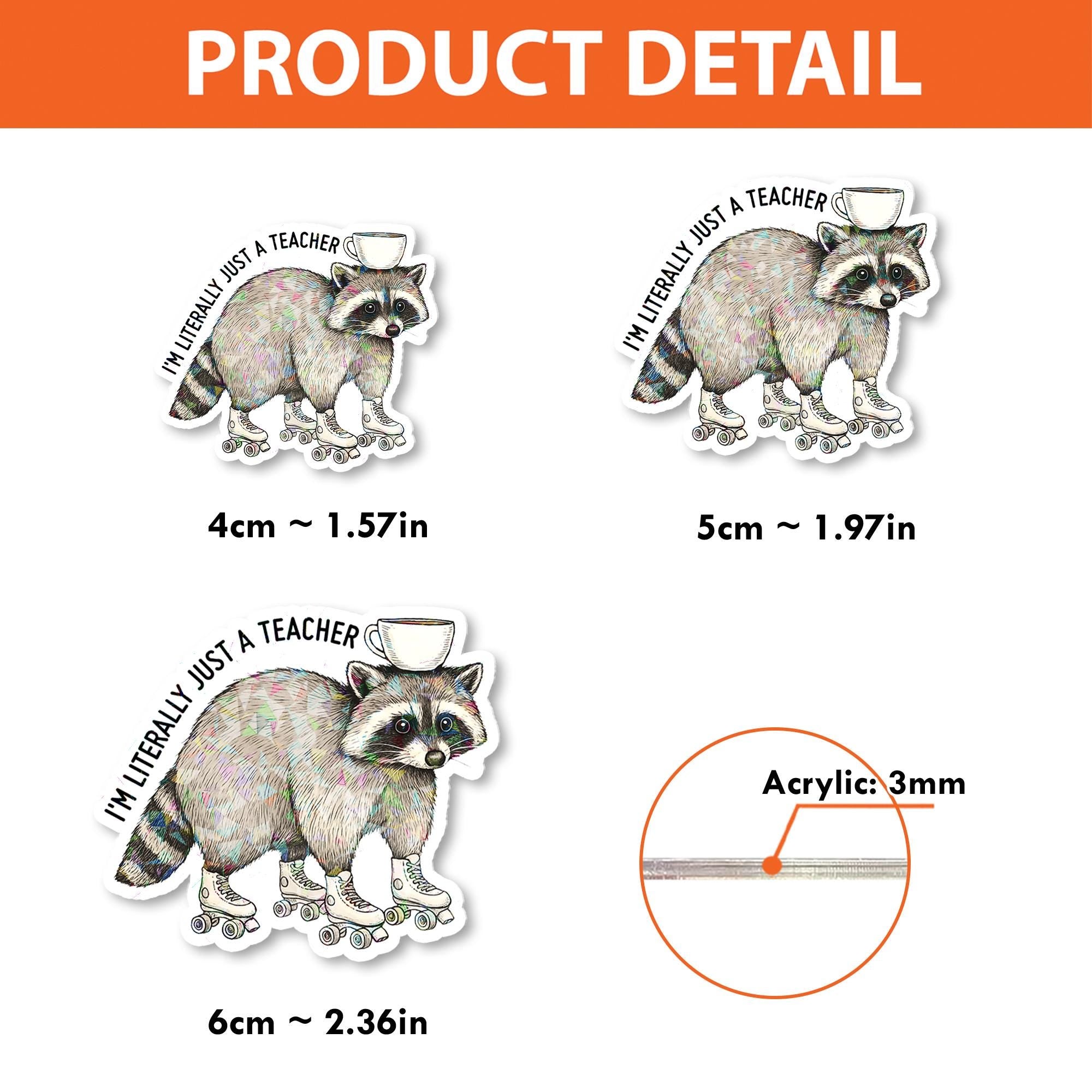 Funny Teacher Badge Reel, Raccoon Roller Skates ID Holder, “I’m Literally Just a Teacher” Badge Clip, Cute Gift for Educators