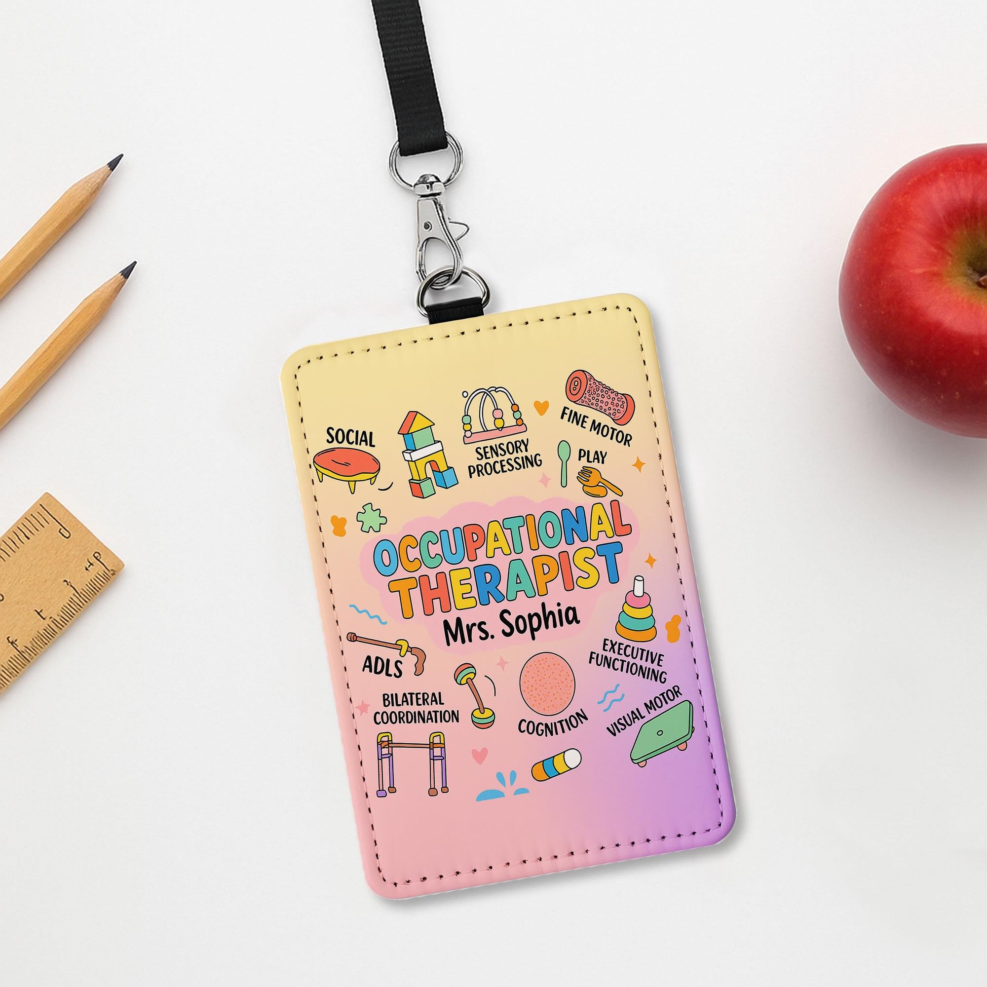 Custom OT Badge Reel, Personalized Occupational Therapist ID Holder, Cute Pediatric Therapy Gift, Colorful OT Name Badge Clip