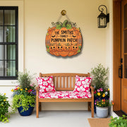Personalized Pumpkin Patch Sign – Fall Family Name Door Sign – Custom Halloween Porch Decor