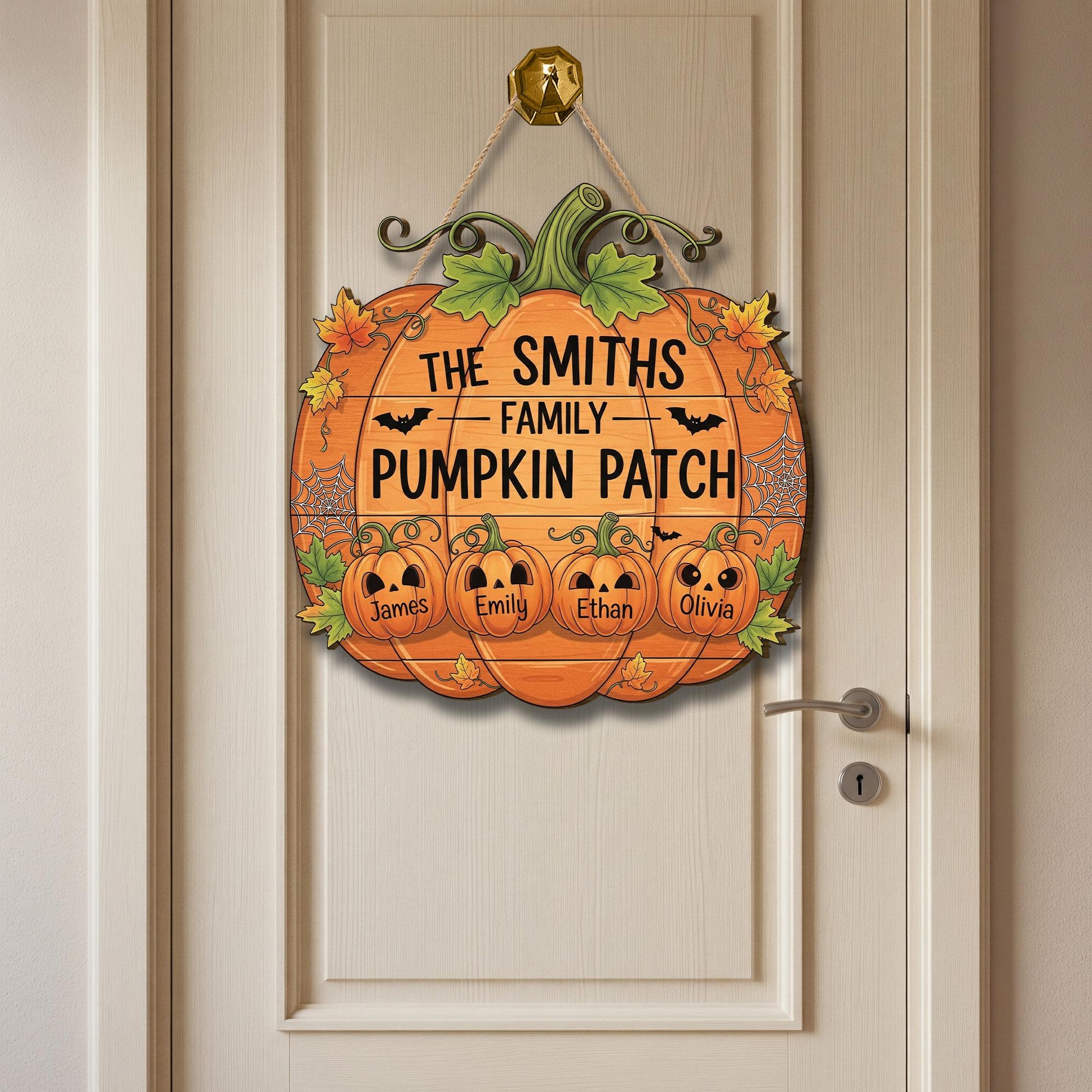 Personalized Pumpkin Patch Sign – Fall Family Name Door Sign – Custom Halloween Porch Decor