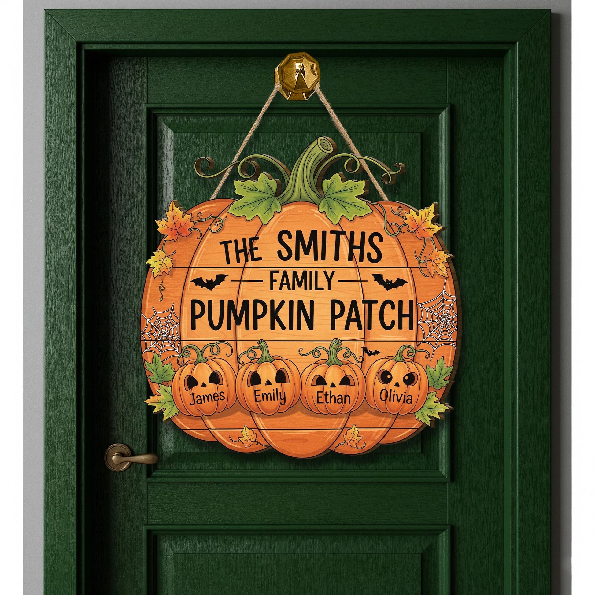 Personalized Pumpkin Patch Sign – Fall Family Name Door Sign – Custom Halloween Porch Decor