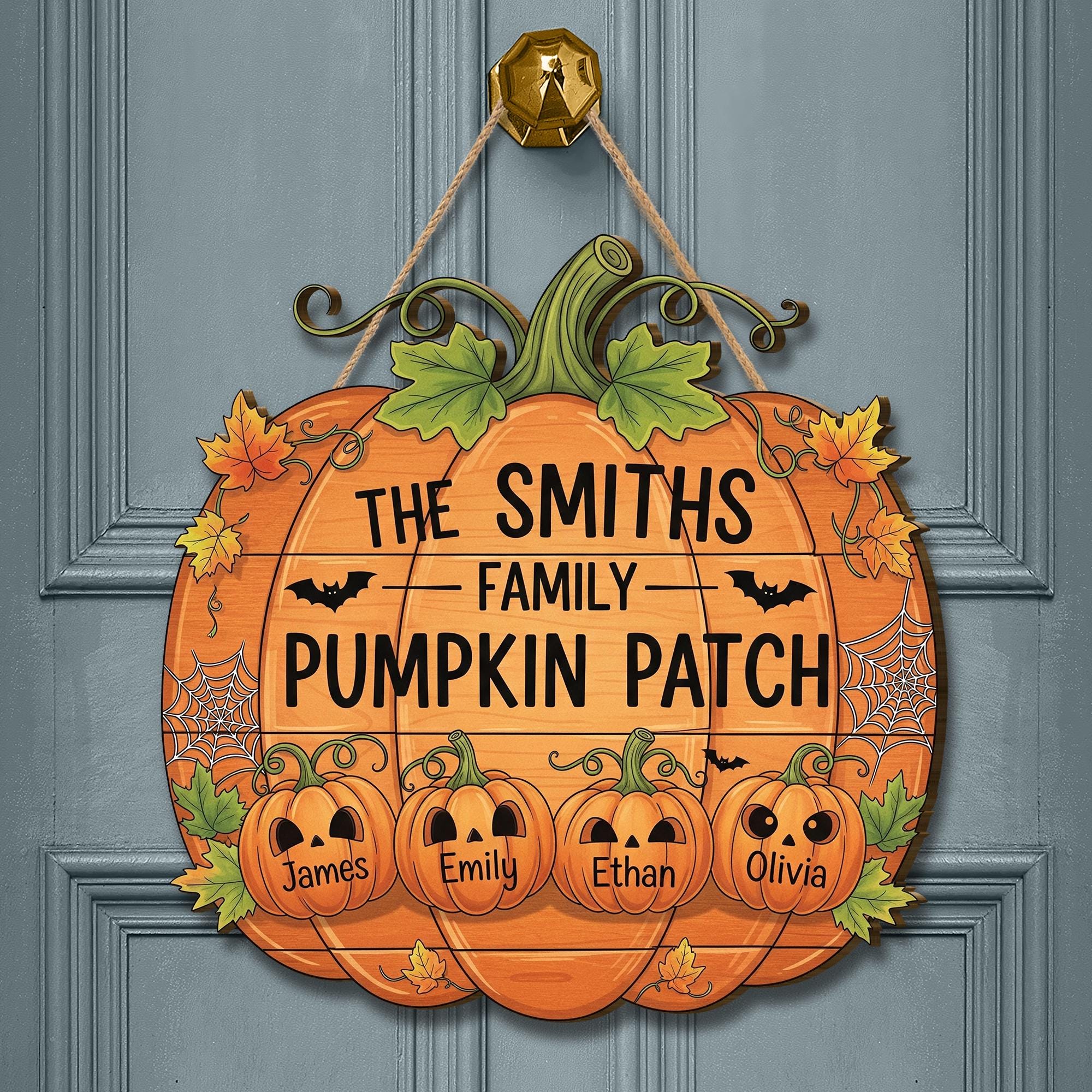 Personalized Pumpkin Patch Sign – Fall Family Name Door Sign – Custom Halloween Porch Decor