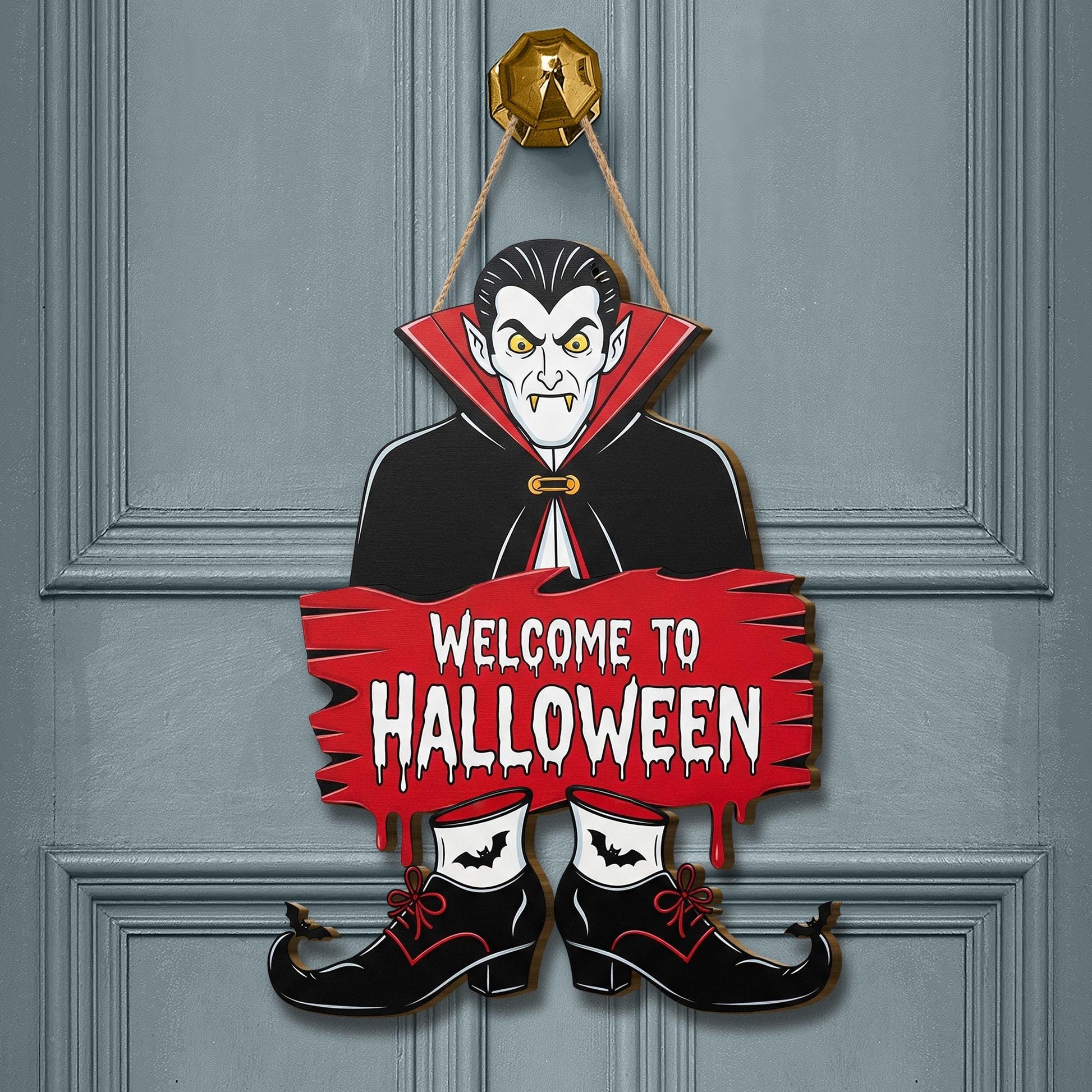 Dracula Halloween Door Sign – Welcome to Halloween Wall Decor – Vampire Party Decoration