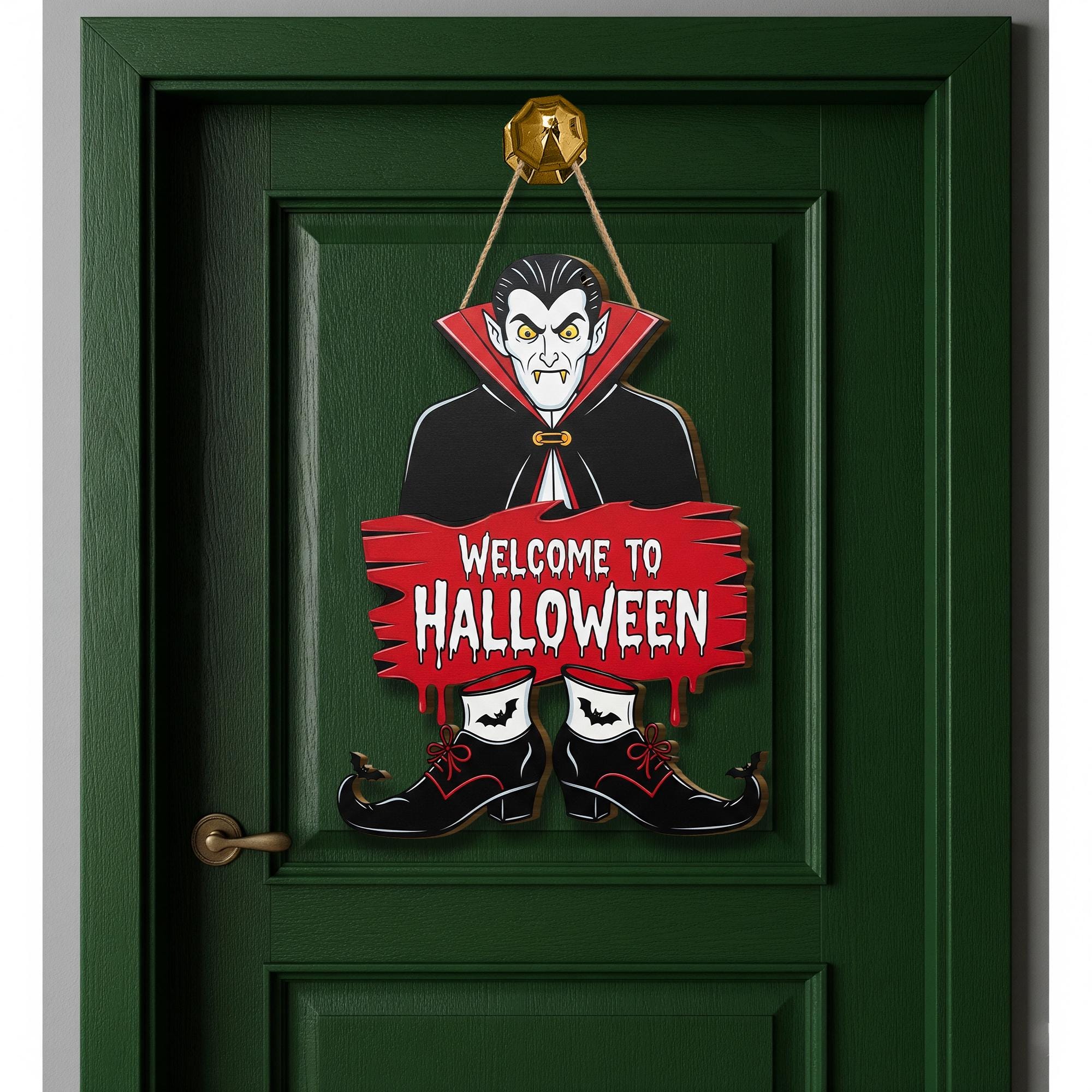 Dracula Halloween Door Sign – Welcome to Halloween Wall Decor – Vampire Party Decoration