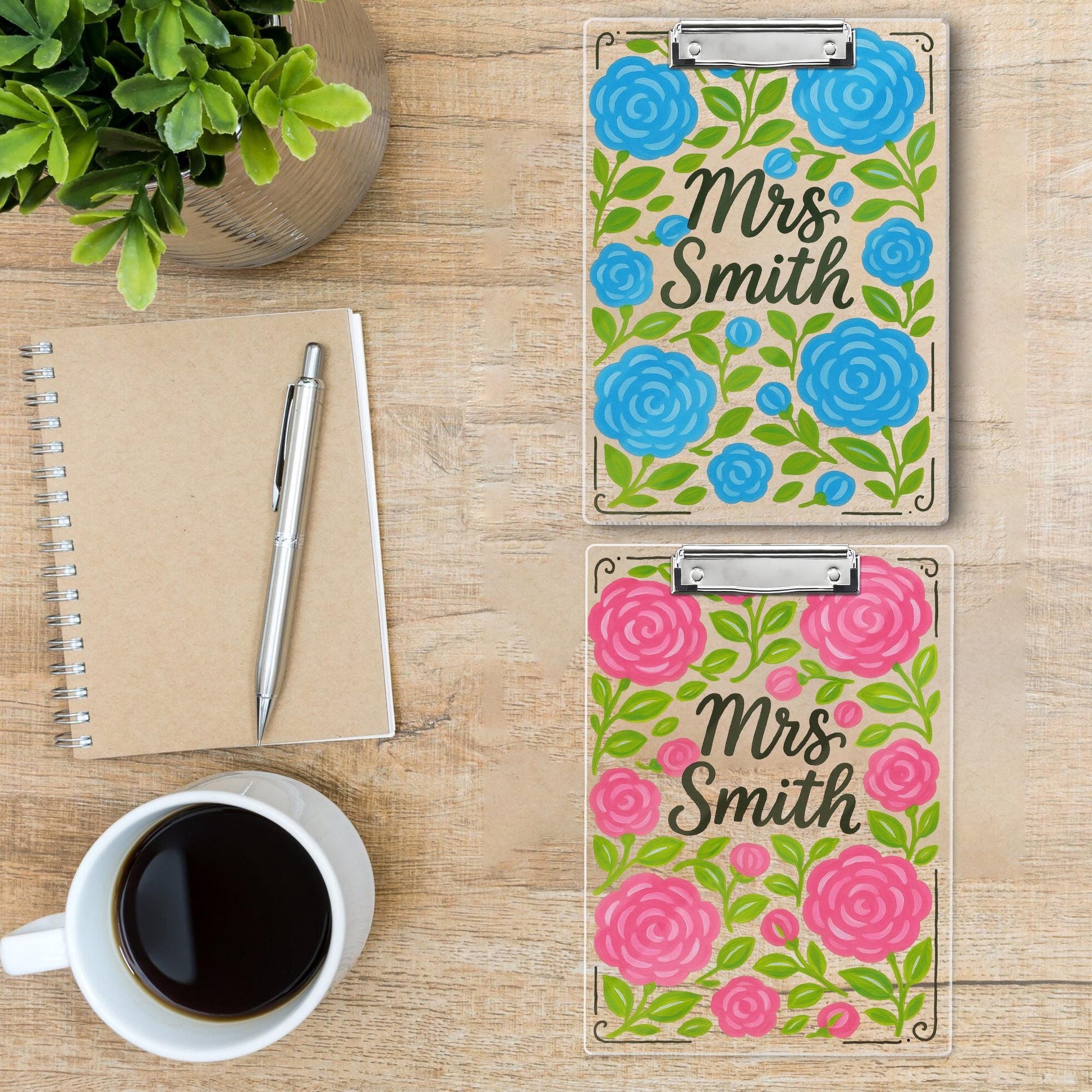 Custom Floral Teacher Clipboard, Personalized Clipboard for Women, Cute Name Clipboard, Back to School Gift, Classroom Supplies