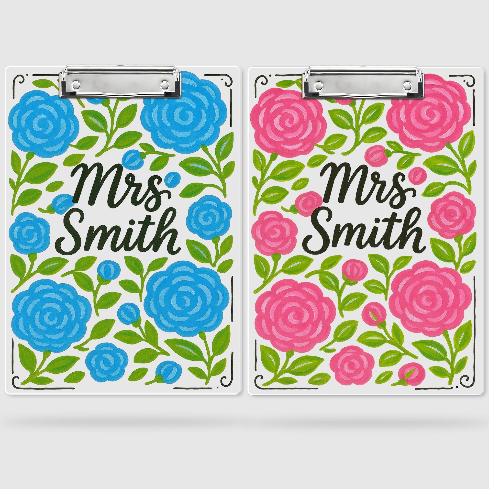 Custom Floral Teacher Clipboard, Personalized Clipboard for Women, Cute Name Clipboard, Back to School Gift, Classroom Supplies