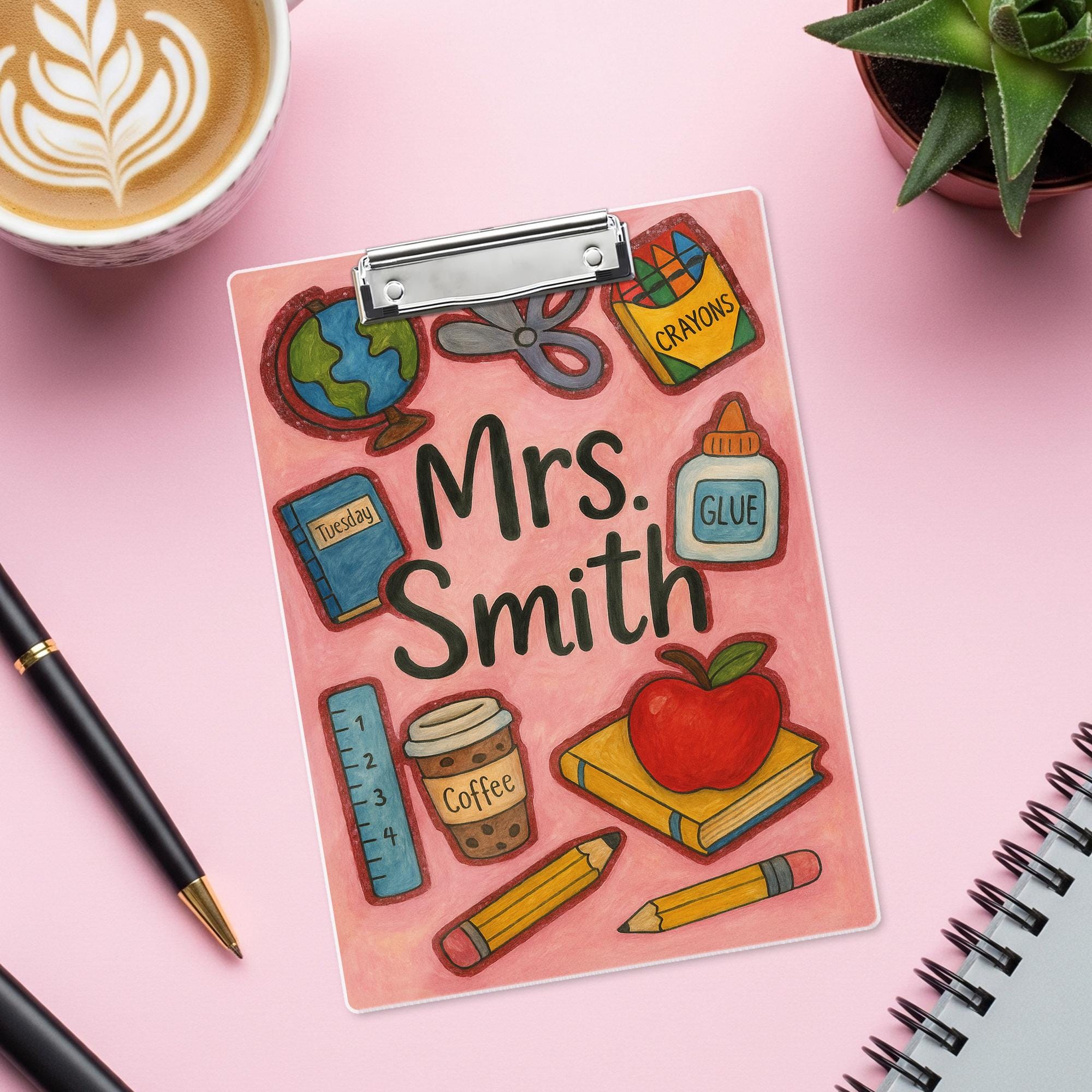 Custom Teacher Clipboard, Cute School Supply Design, Personalized Back to School Gift, Name Clipboard for Classroom, Fun Teacher Decor