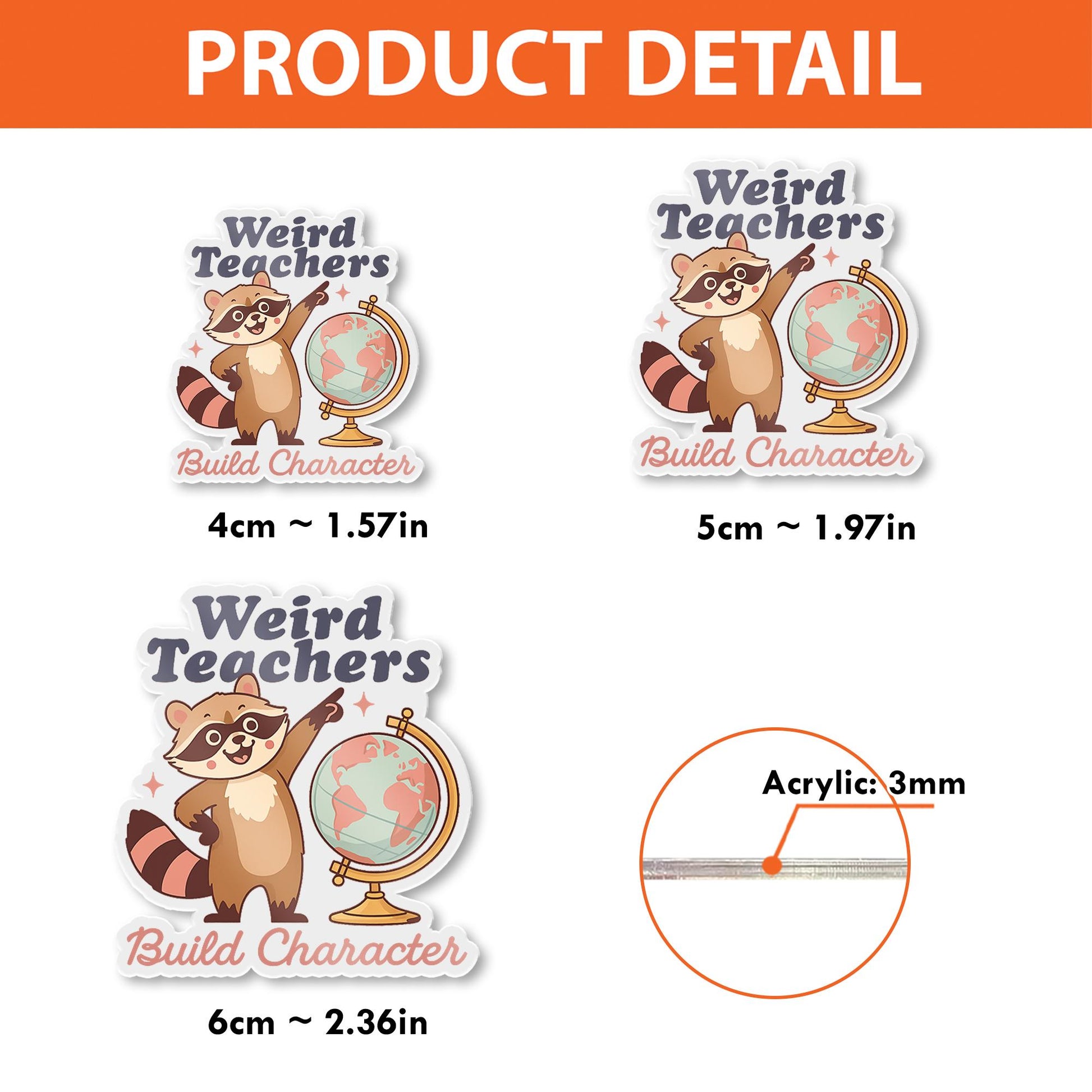 Funny Teacher Badge Reel - "Weird Teachers Build Character" Raccoon ID Holder | Cute Retractable Badge Clip for Educators