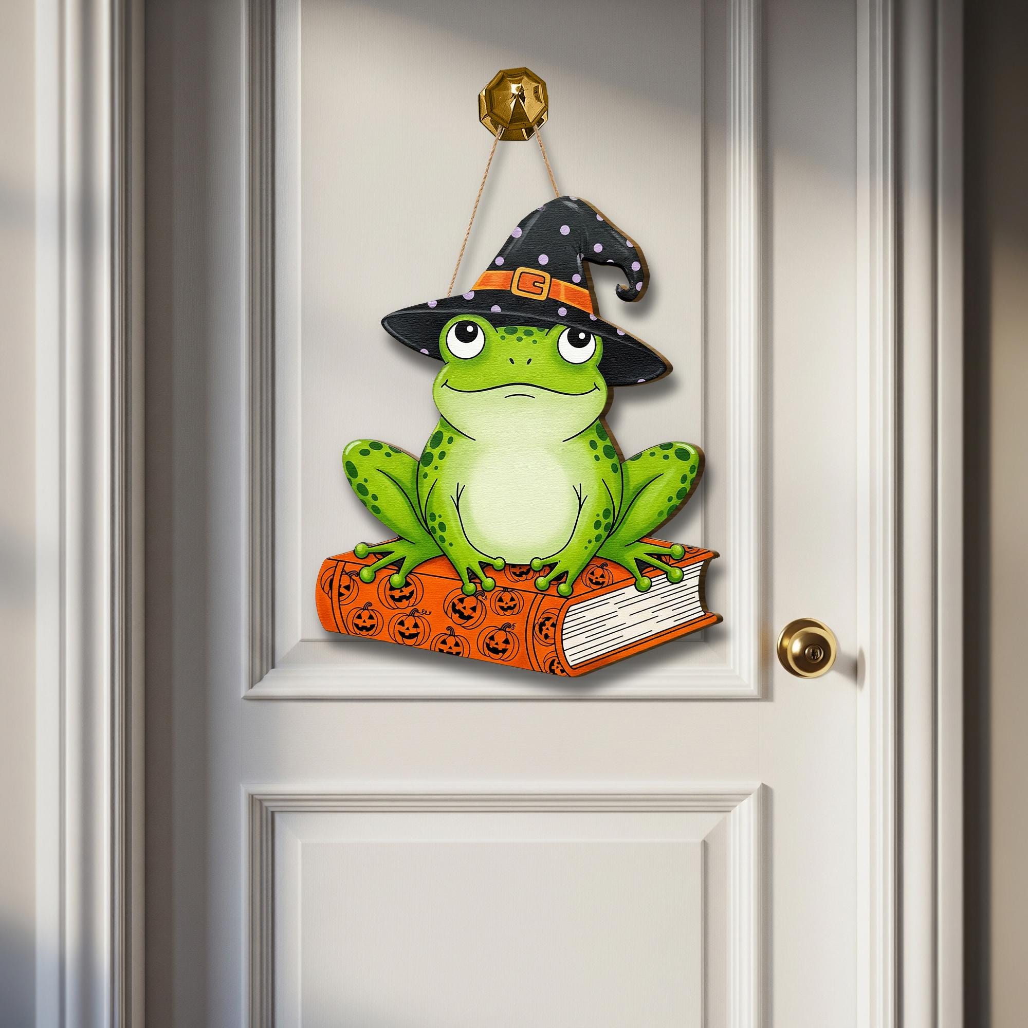 Halloween Frog Door Hanger, Witchy Frog Decor, Spooky Season Wall Art, Cute Fall Tiered Tray Sign, Magical Frog Lover Gift