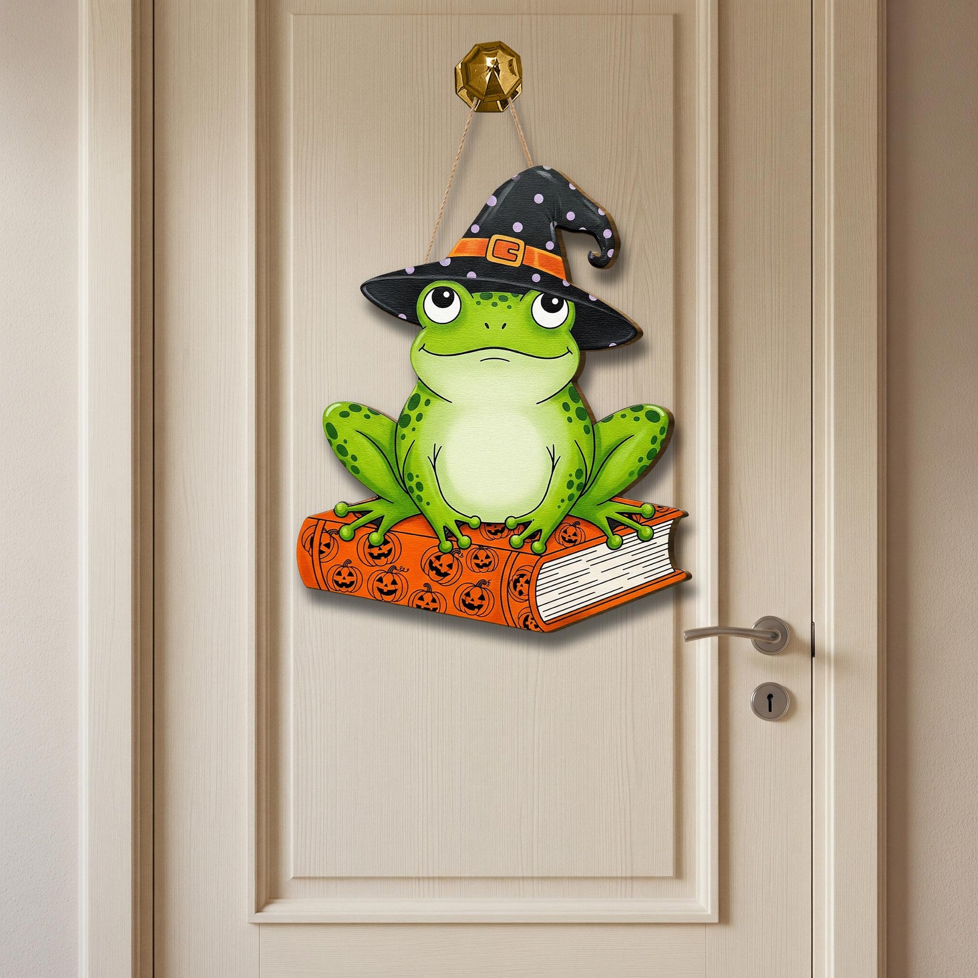 Halloween Frog Door Hanger, Witchy Frog Decor, Spooky Season Wall Art, Cute Fall Tiered Tray Sign, Magical Frog Lover Gift