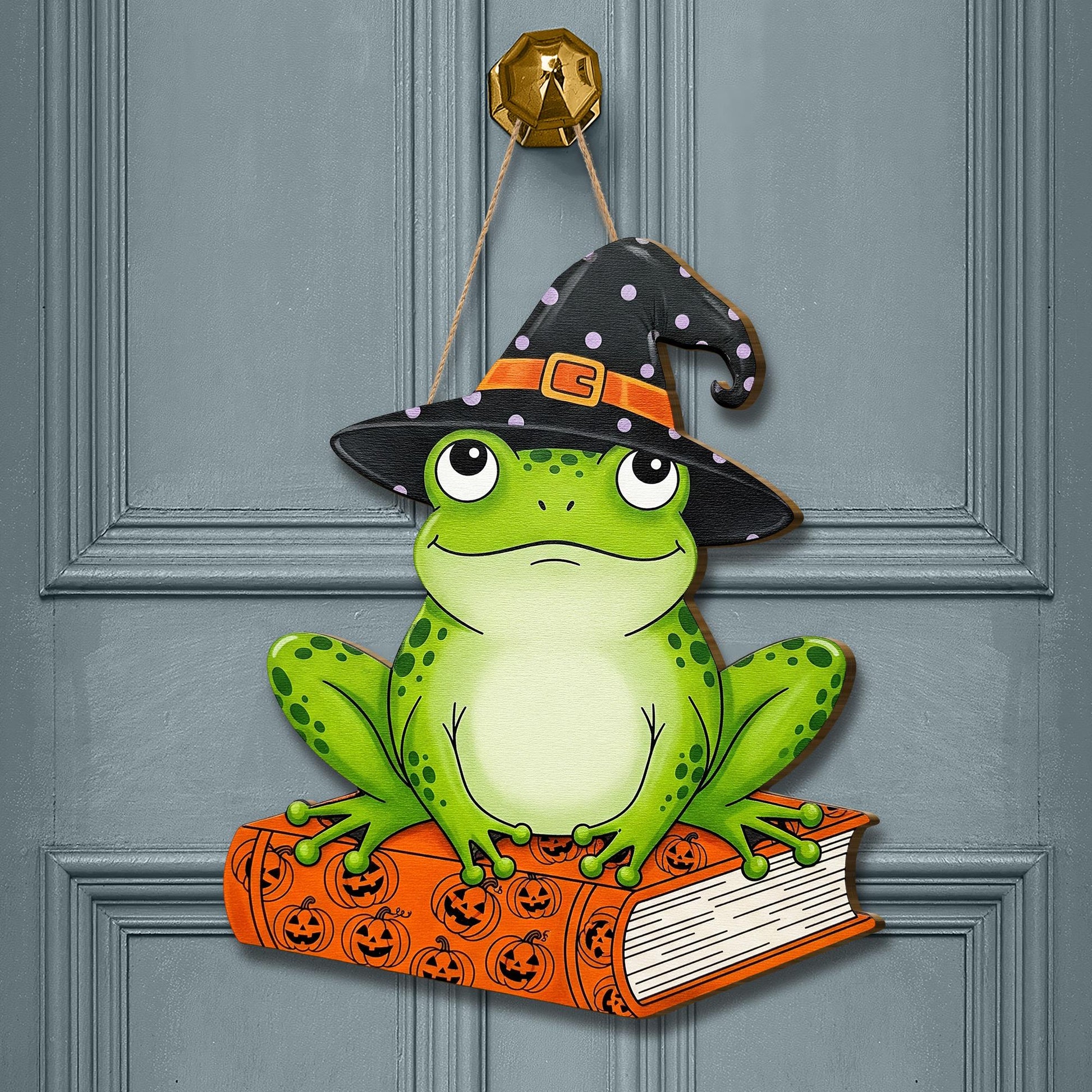 Halloween Frog Door Hanger, Witchy Frog Decor, Spooky Season Wall Art, Cute Fall Tiered Tray Sign, Magical Frog Lover Gift