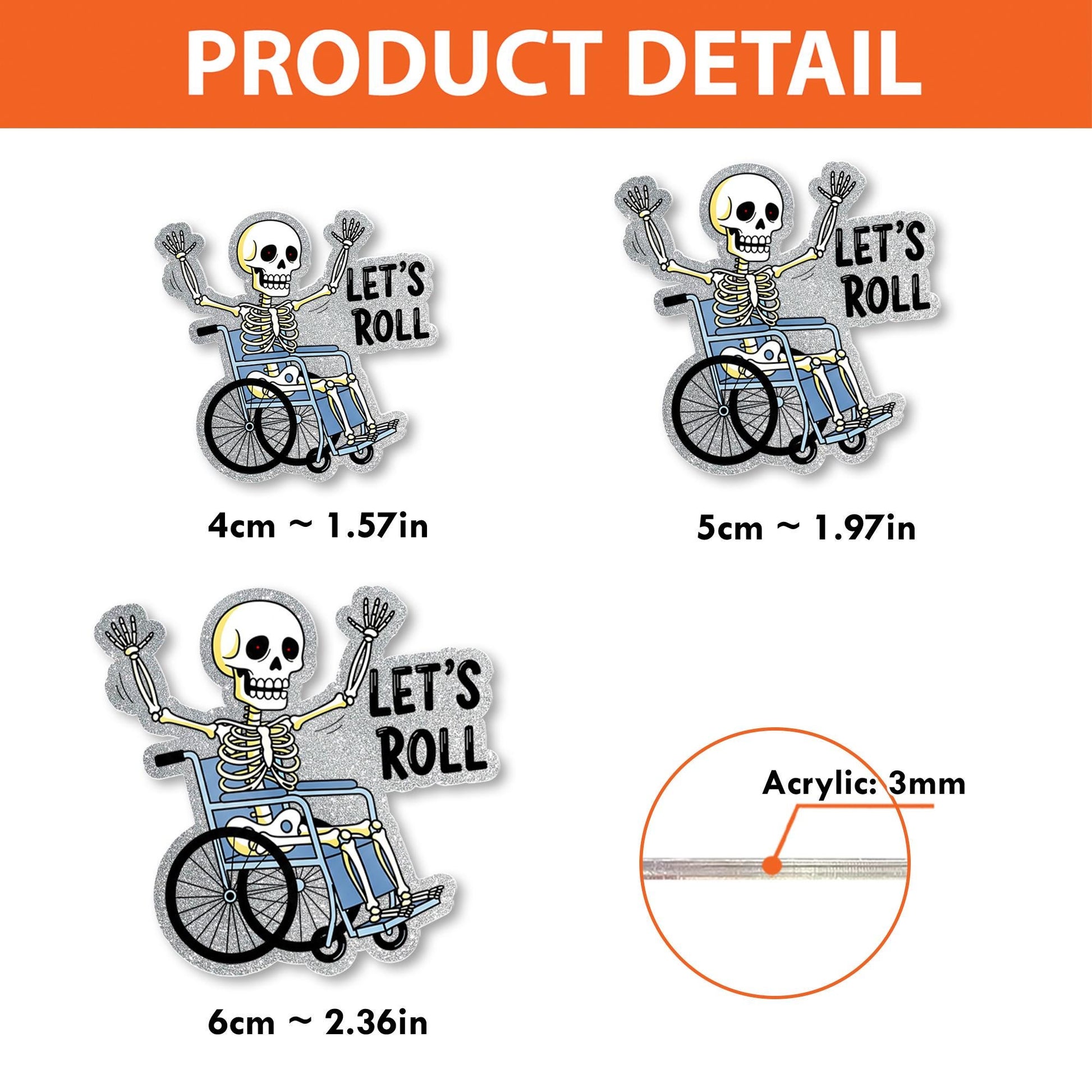 Funny Skeleton Badge Reel, Let's Roll Retractable ID Holder, Nurse Wheelchair Badge Clip, Halloween Medical Office Humor Gift