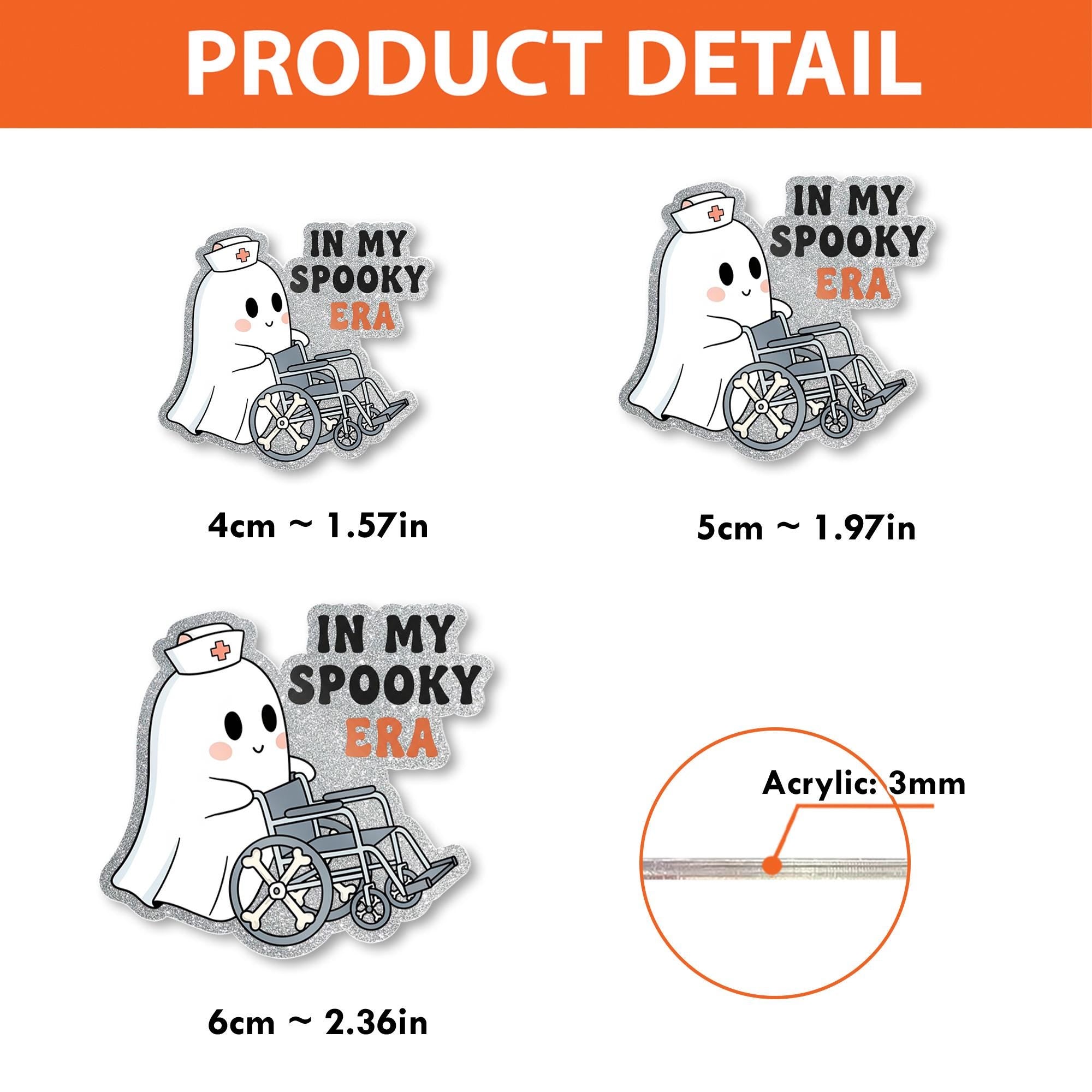 Spooky Era Ghost Nurse Badge Reel, Halloween Retractable ID Holder, Cute Nurse Badge Clip, Wheelchair Medical Badge Accessory