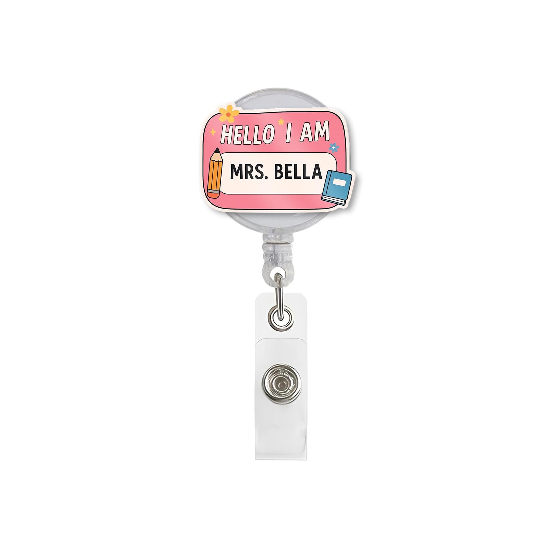 Personalized “Hello I Am” Badge Reel – Cute Retractable ID Holder for Teachers, Nurses & Office Professionals