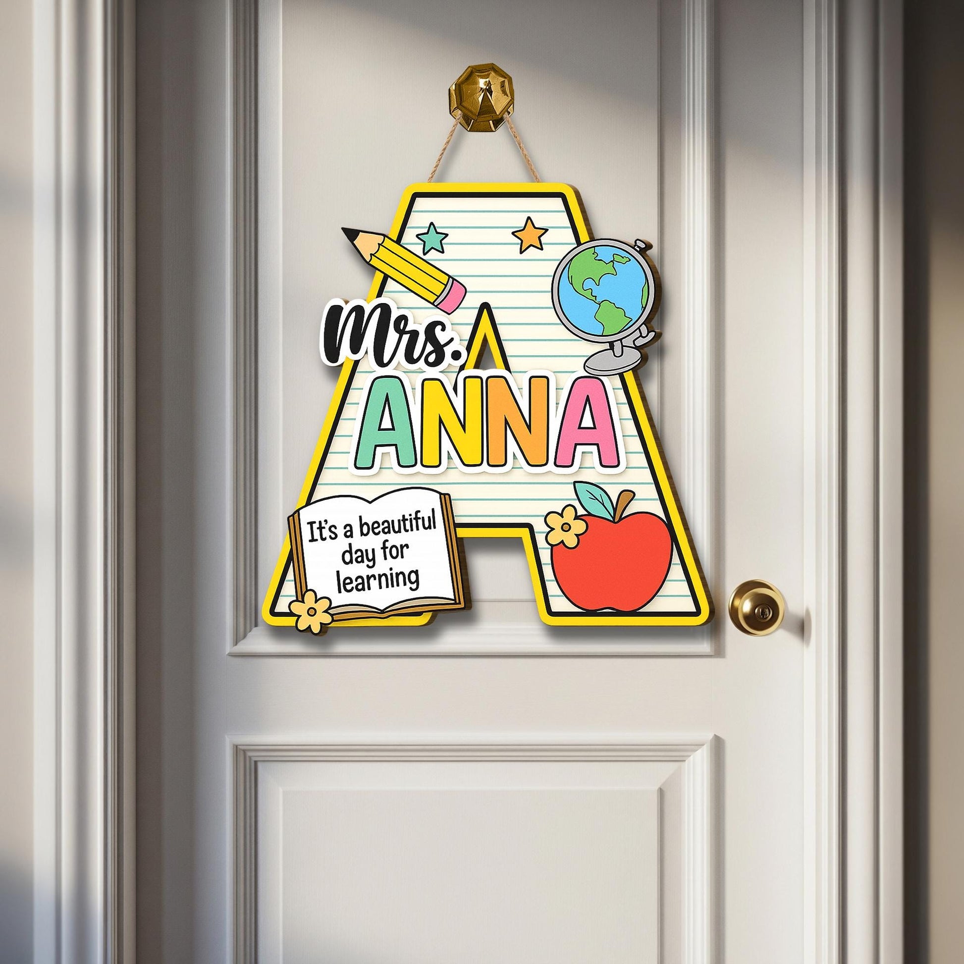 Personalized Teacher Door Hanger | Custom Initial Classroom Sign | Teacher Welcome Sign | Back to School Decor | Teacher Gift