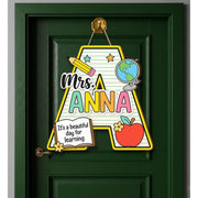 Personalized Teacher Door Hanger | Custom Initial Classroom Sign | Teacher Welcome Sign | Back to School Decor | Teacher Gift