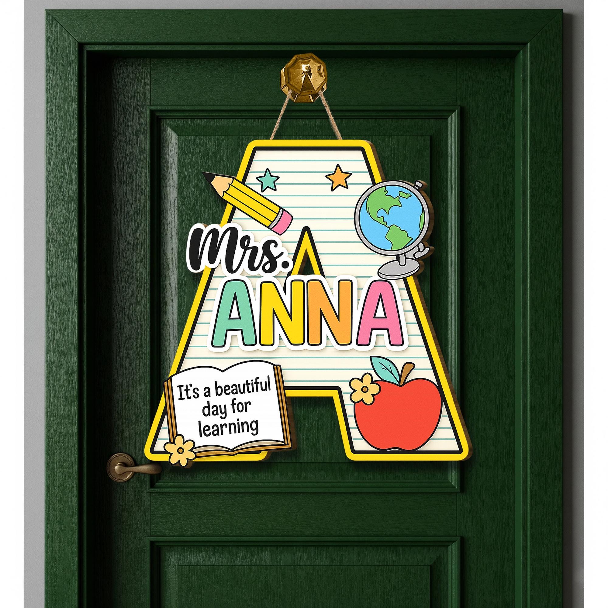 Personalized Teacher Door Hanger | Custom Initial Classroom Sign | Teacher Welcome Sign | Back to School Decor | Teacher Gift