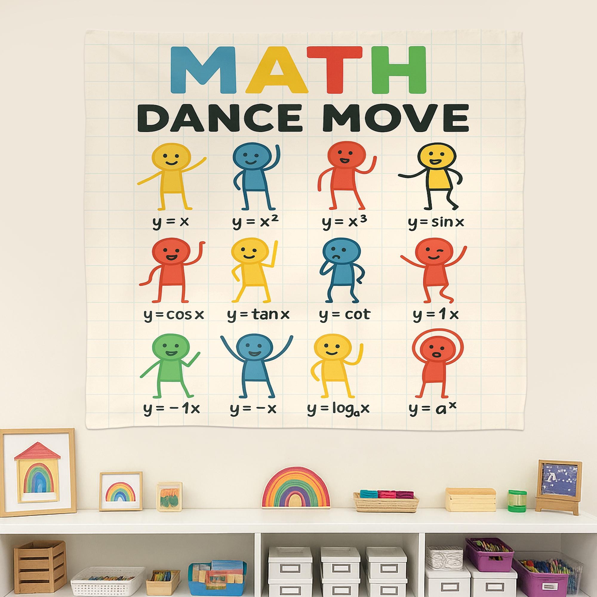 Math Dance Move Tapestry, Funny Classroom Poster, Algebra Wall Decor, Teacher Math Banner, Graph Functions Art, School Math Display