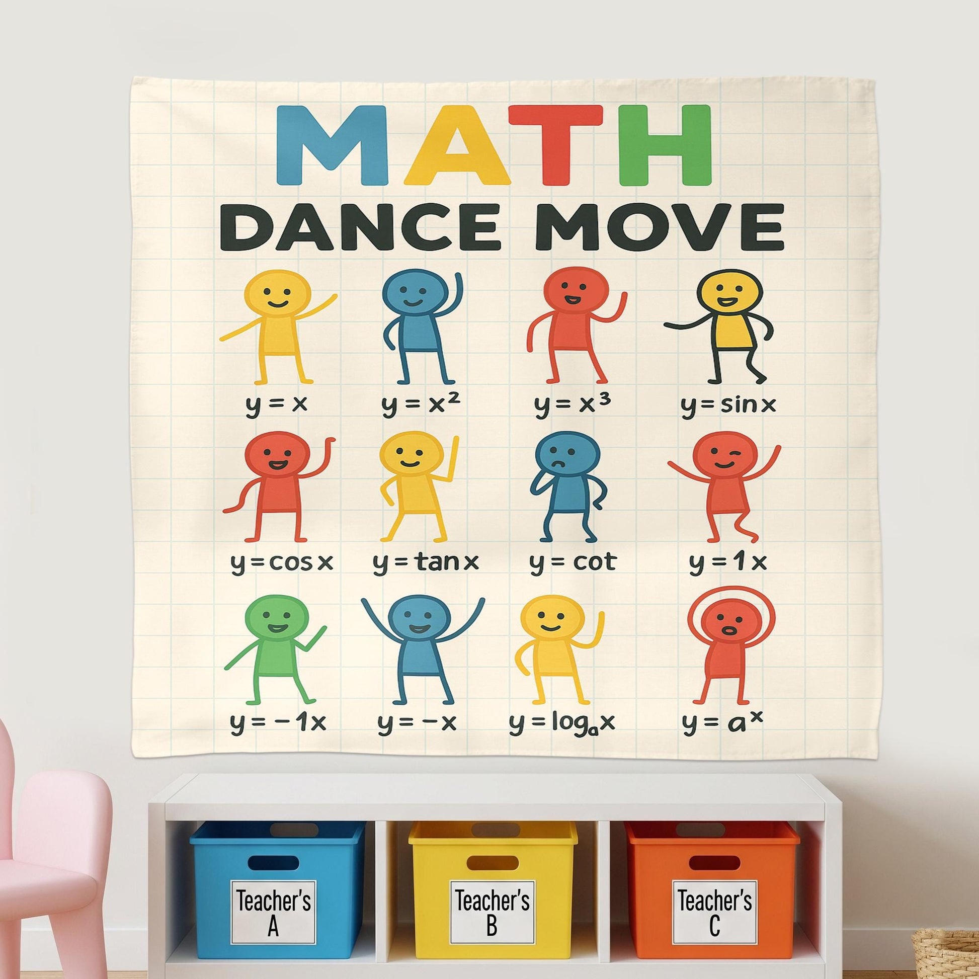 Math Dance Move Tapestry, Funny Classroom Poster, Algebra Wall Decor, Teacher Math Banner, Graph Functions Art, School Math Display
