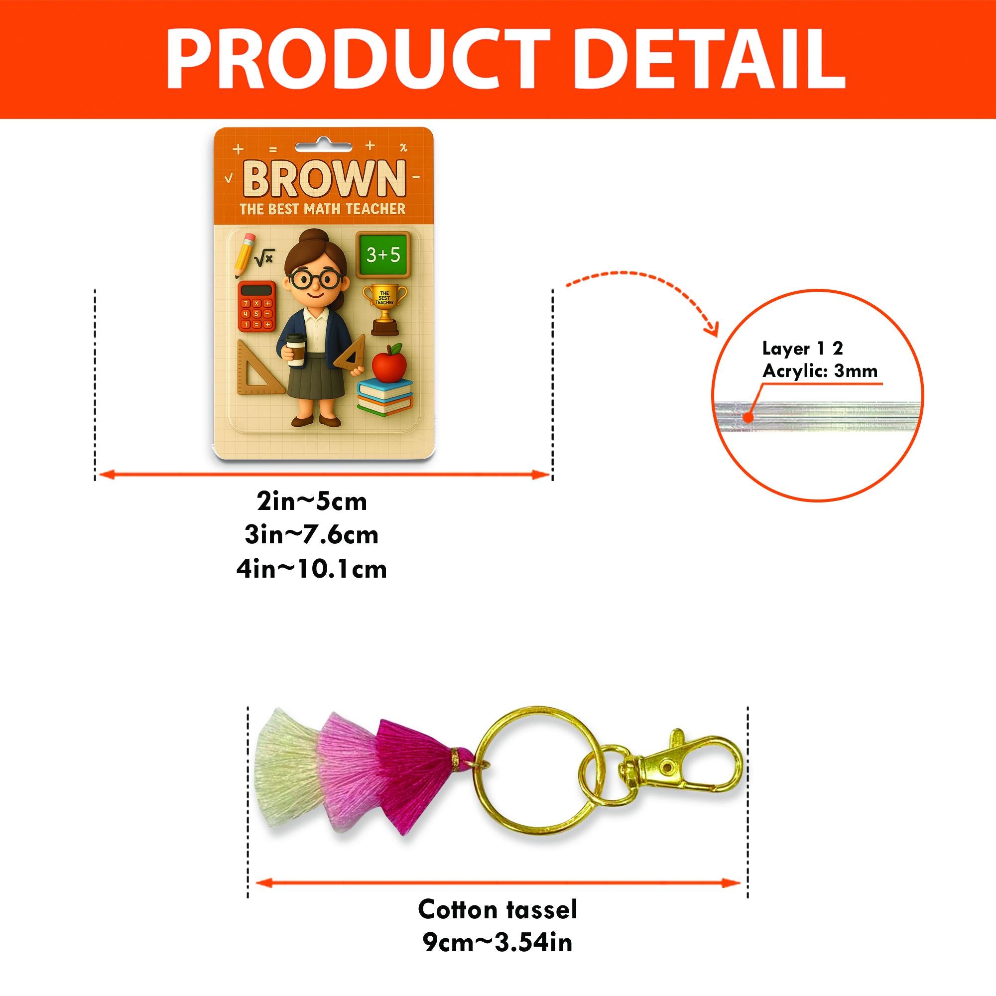 Custom Teacher Keychain, Personalized Photo Key Ring, Math Teacher Gift, Back to School Keychain, Teacher Appreciation Accessory