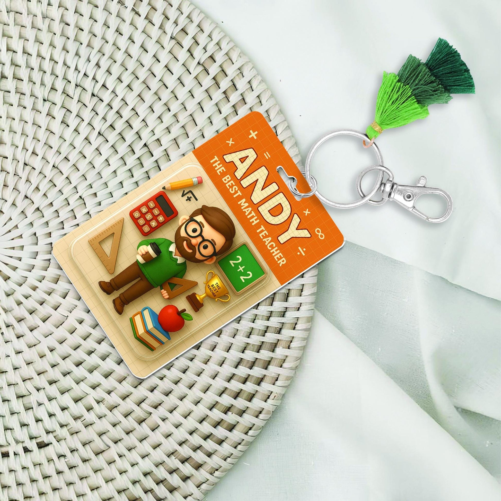 Custom Teacher Keychain, Personalized Photo Key Ring, Math Teacher Gift, Back to School Keychain, Teacher Appreciation Accessory