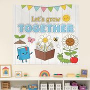 Let's Grow Together Classroom Tapestry, Cute Teacher Wall Decor, Growth Mindset Banner, Back to School Sign, Preschool Wall Art