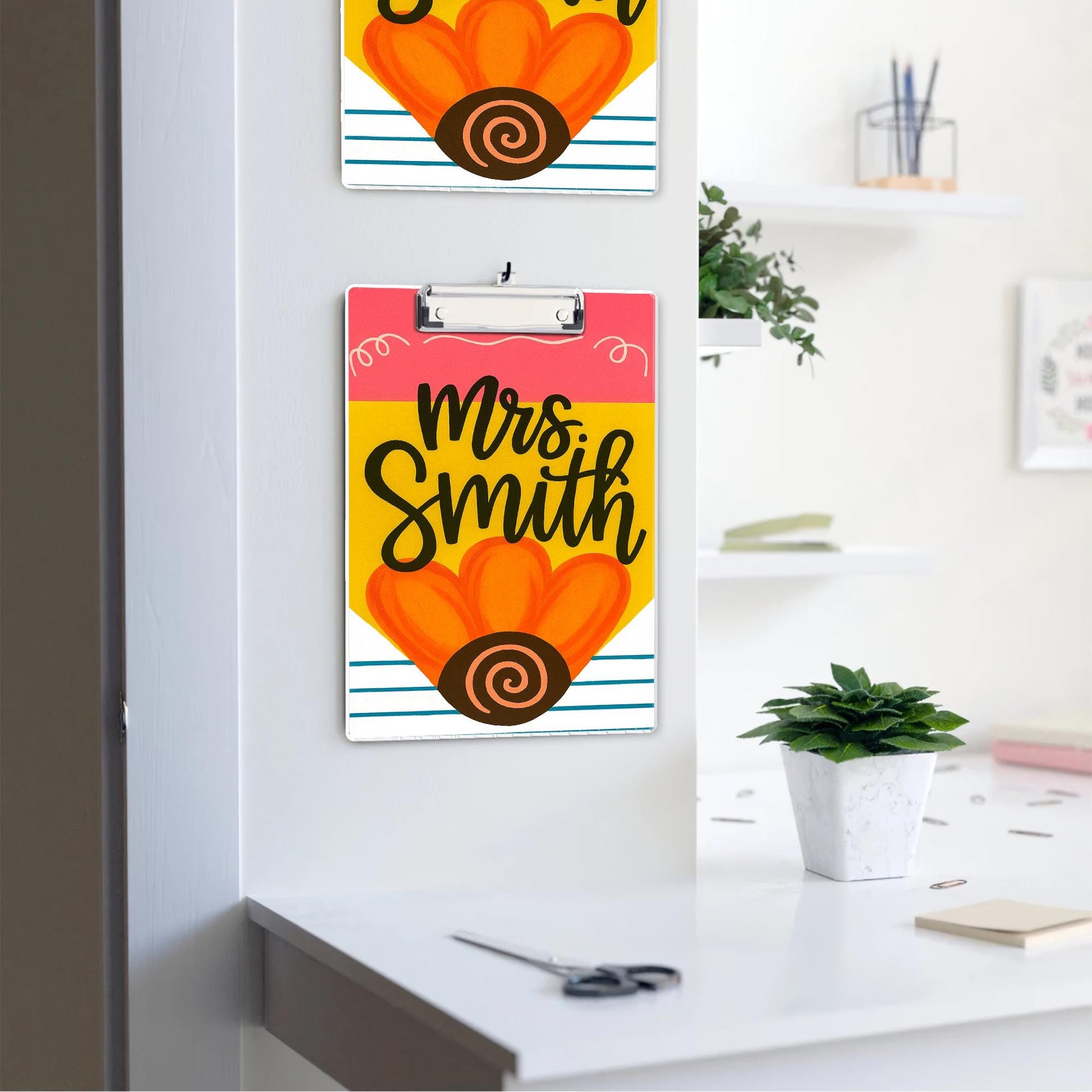Personalized Teacher Clipboard – Cute Pencil Design with Custom Name for Teachers, Educators, Fun and Colorful Back to School Classroom Gift