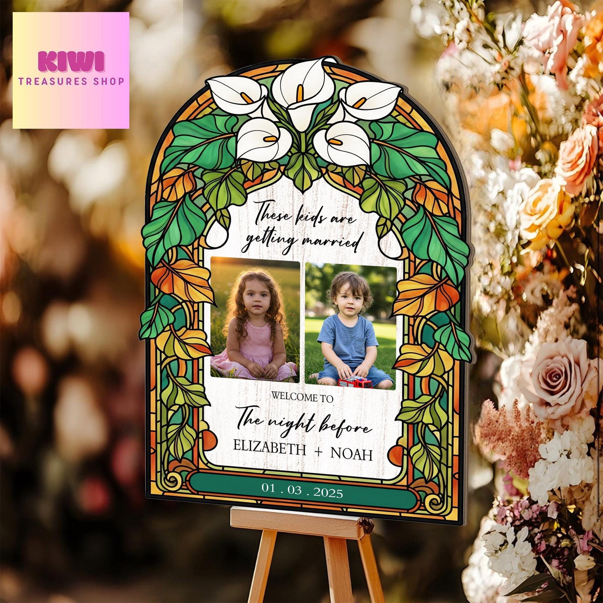 Custom Wedding Welcome Sign, “These Kids Are Getting Married” Style Photo Board, Night Before Wedding Party Decor
