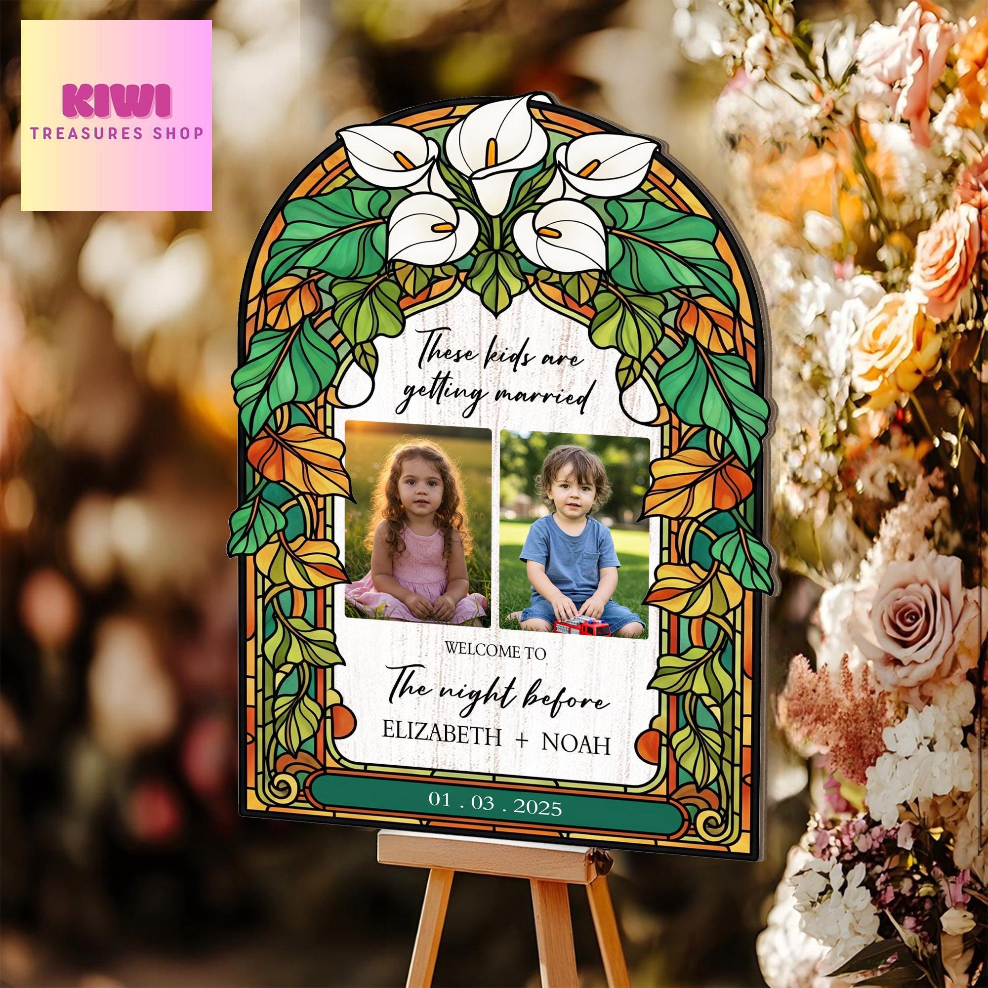 Custom Wedding Welcome Sign, “These Kids Are Getting Married” Style Photo Board, Night Before Wedding Party Decor