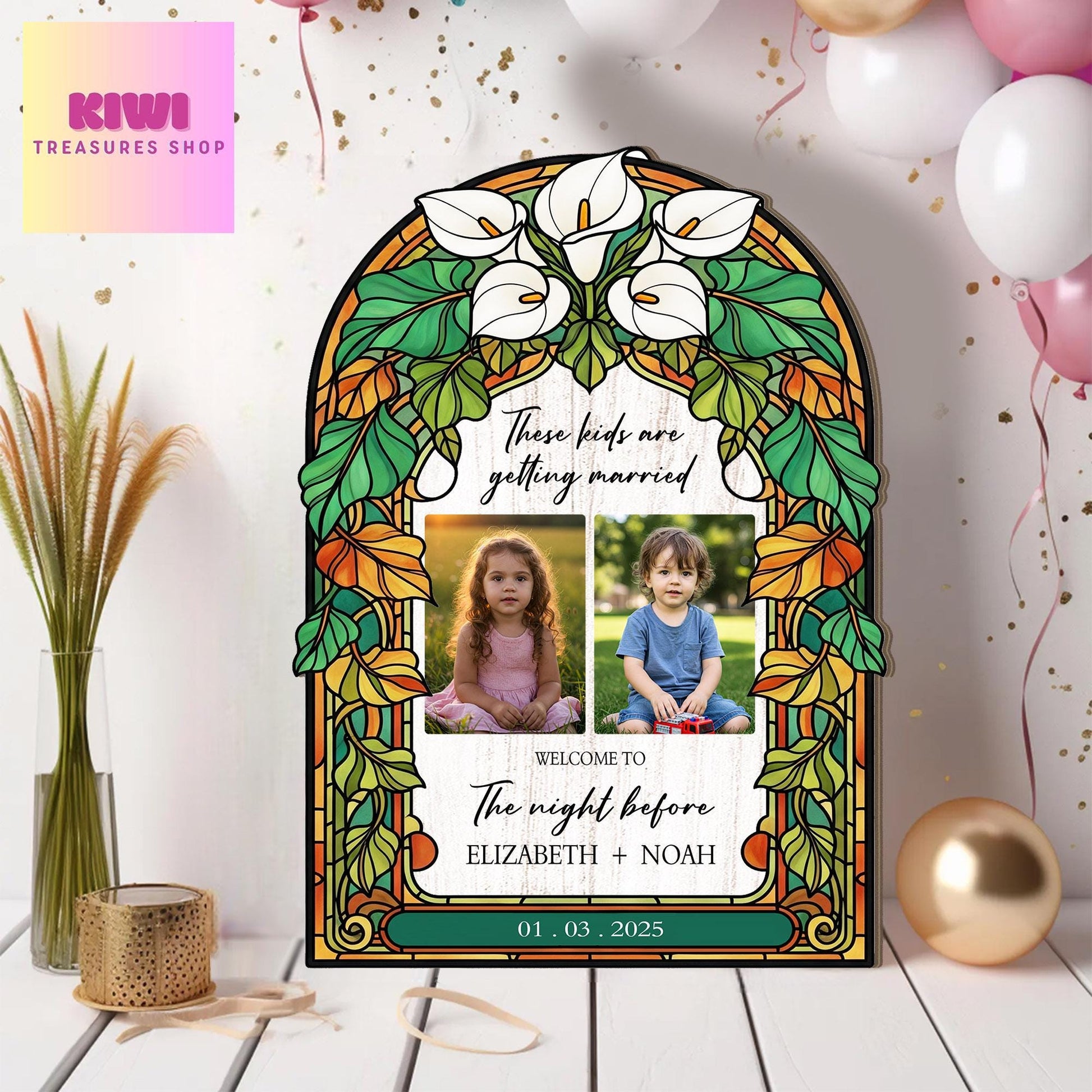 Custom Wedding Welcome Sign, “These Kids Are Getting Married” Style Photo Board, Night Before Wedding Party Decor