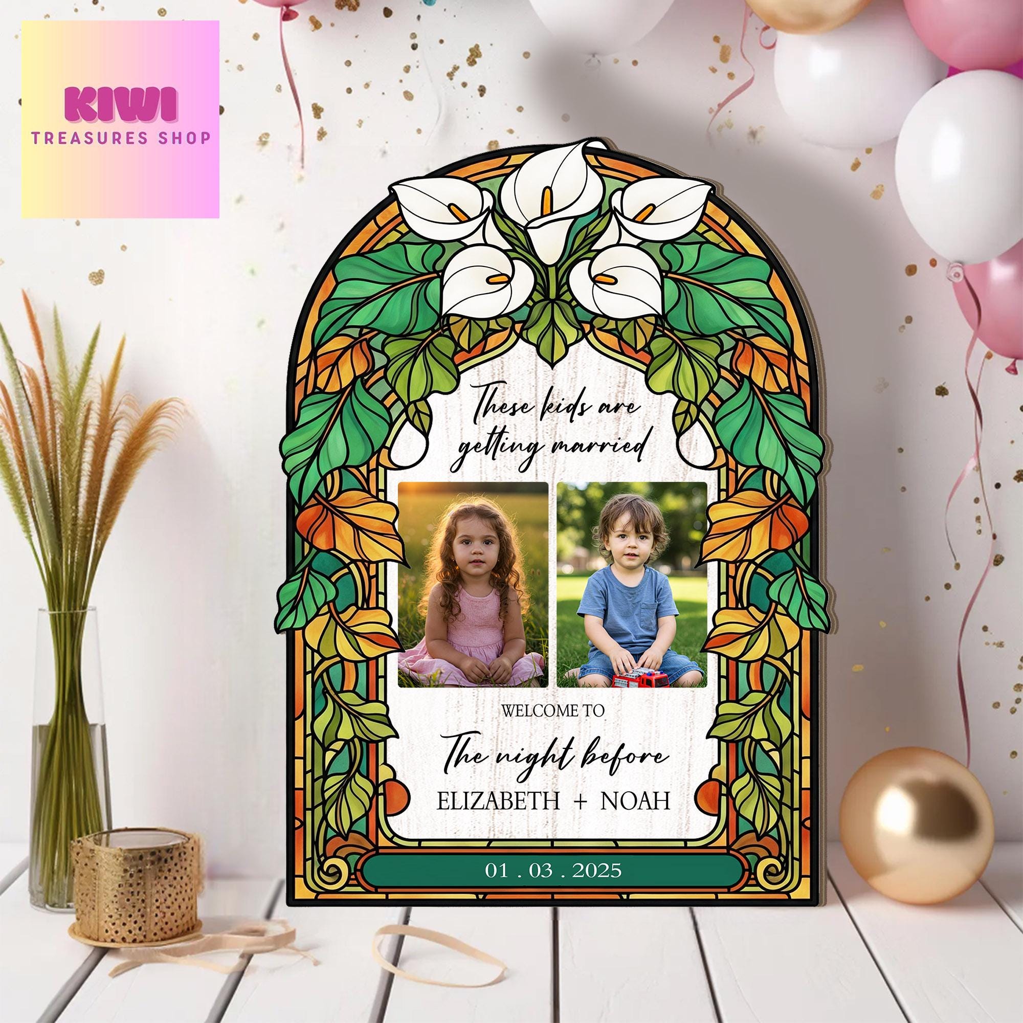 Custom Wedding Welcome Sign, “These Kids Are Getting Married” Style Photo Board, Night Before Wedding Party Decor