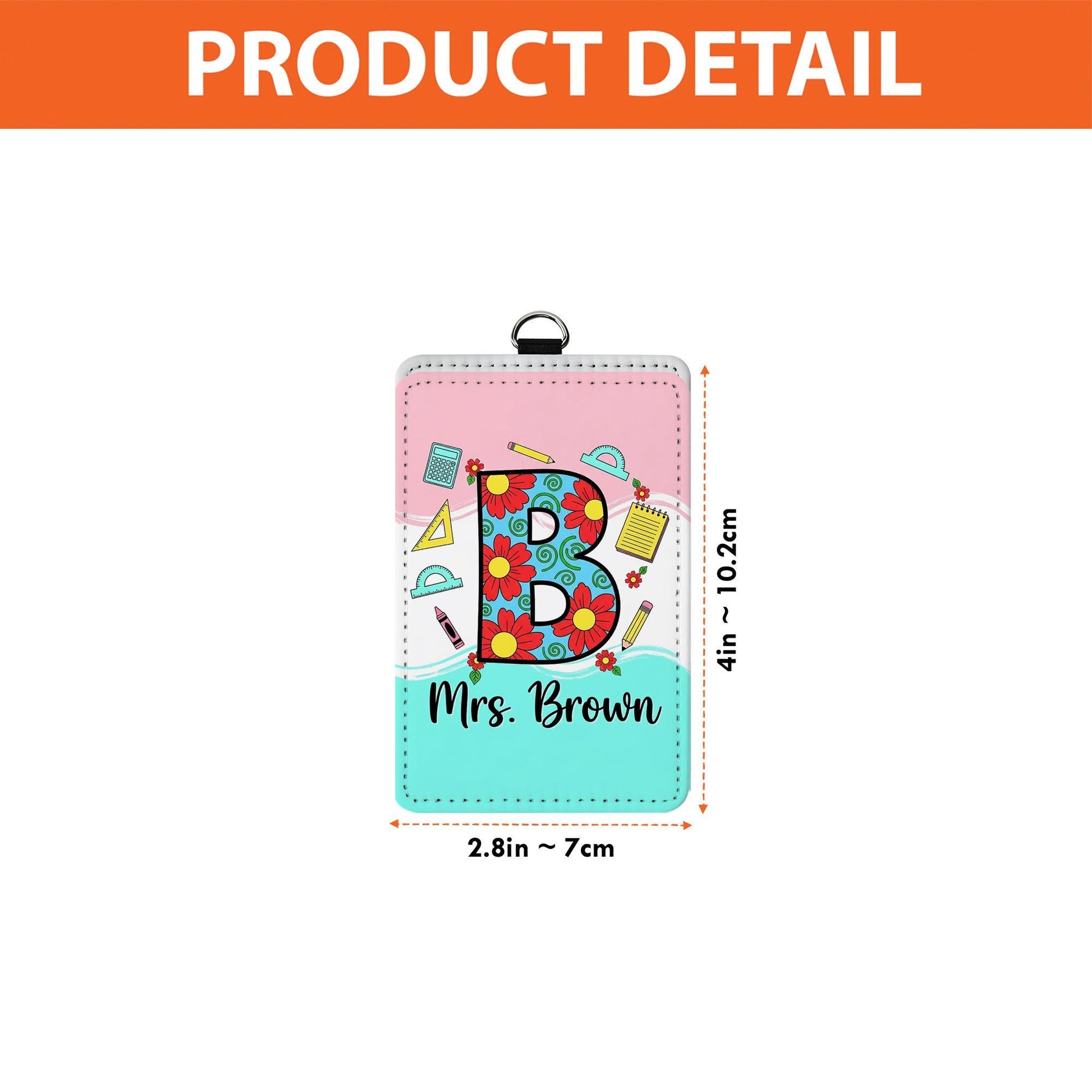 Personalized Letter Name Teacher Badge Holder, Floral Letter ID Tag, Custom Name Lanyard, Back to School Gift , Fun Classroom Style