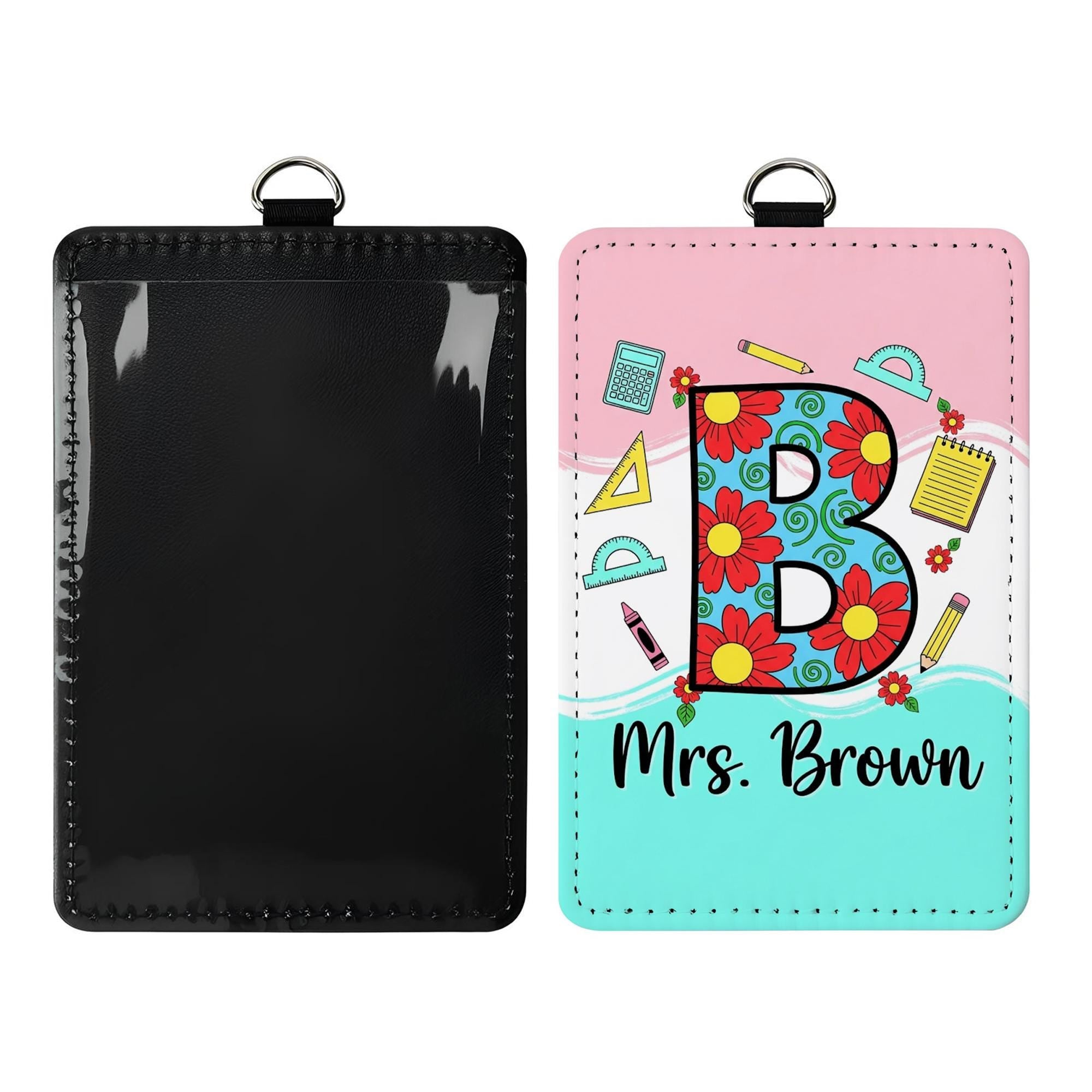 Personalized Letter Name Teacher Badge Holder, Floral Letter ID Tag, Custom Name Lanyard, Back to School Gift , Fun Classroom Style