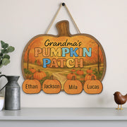 Personalized Grandma's Pumpkin Patch Sign, Custom Grandkids Names, 2 Layer Wood Fall Decor, Gift for Nana, Autumn Family Name Plaque
