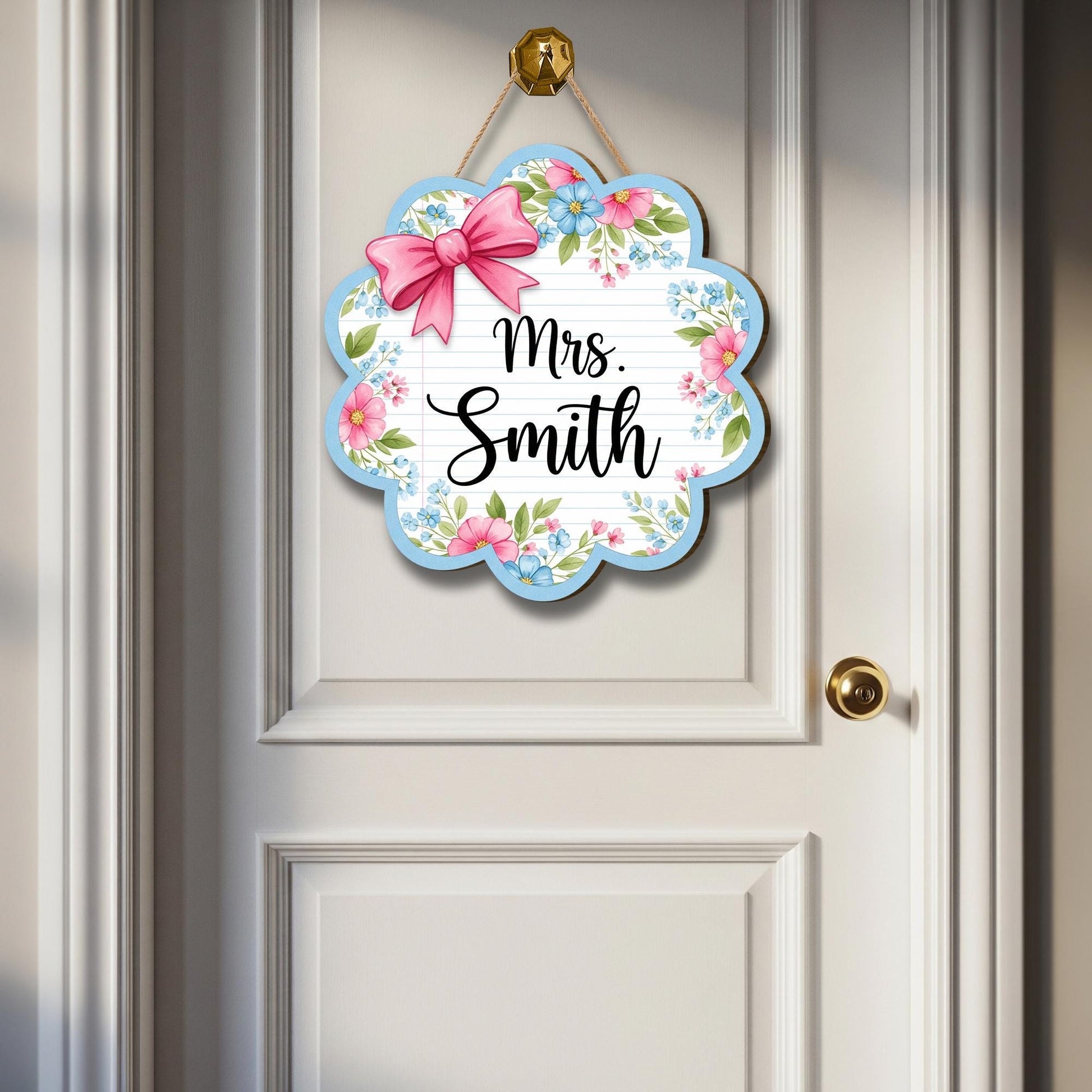 Personalized Teacher Door Hanger, Classroom Door Hanger, Class Welcome Sign, Preppy Grandmillenial Aesthetic Decor, Back To School Gift