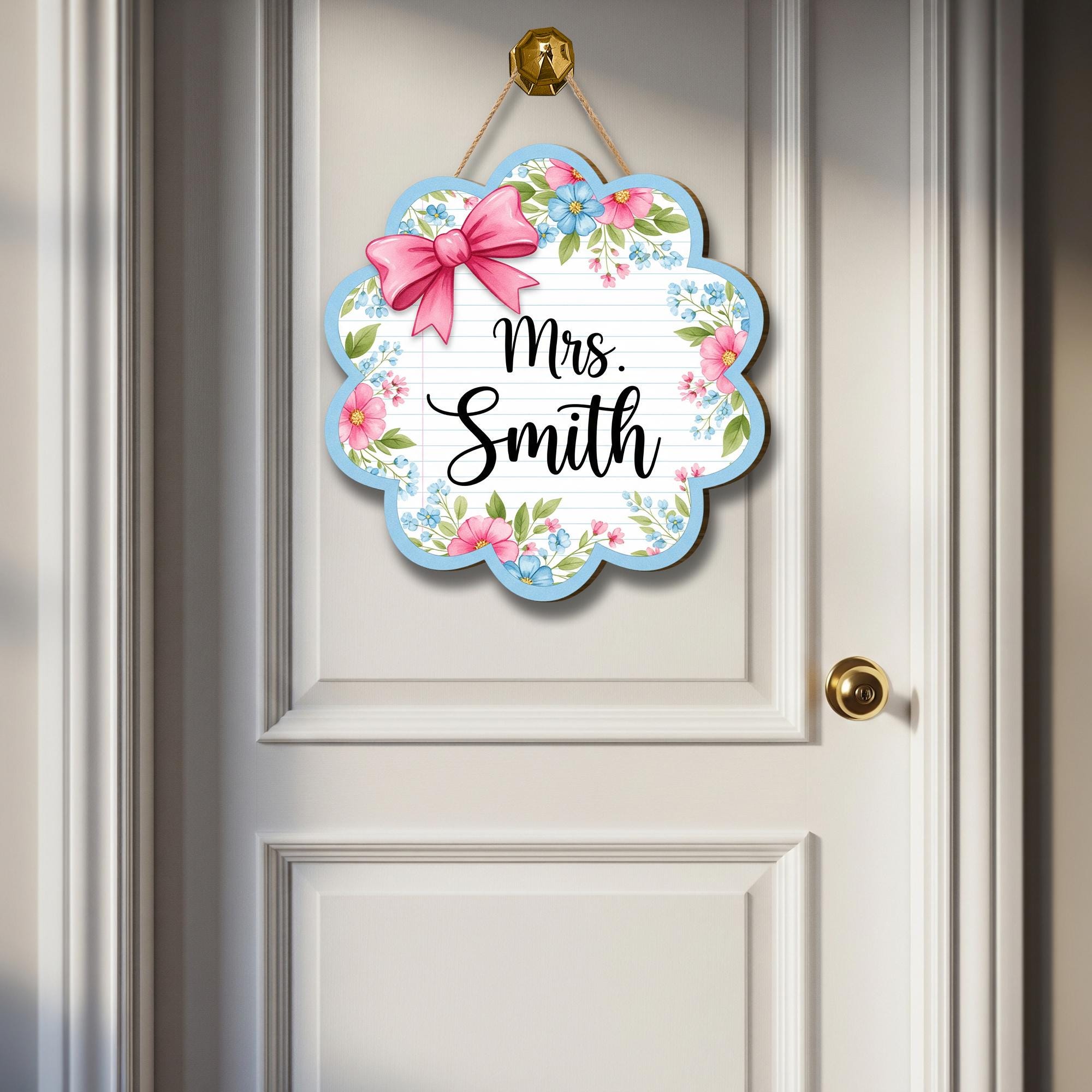 Personalized Teacher Door Hanger, Classroom Door Hanger, Class Welcome Sign, Preppy Grandmillenial Aesthetic Decor, Back To School Gift