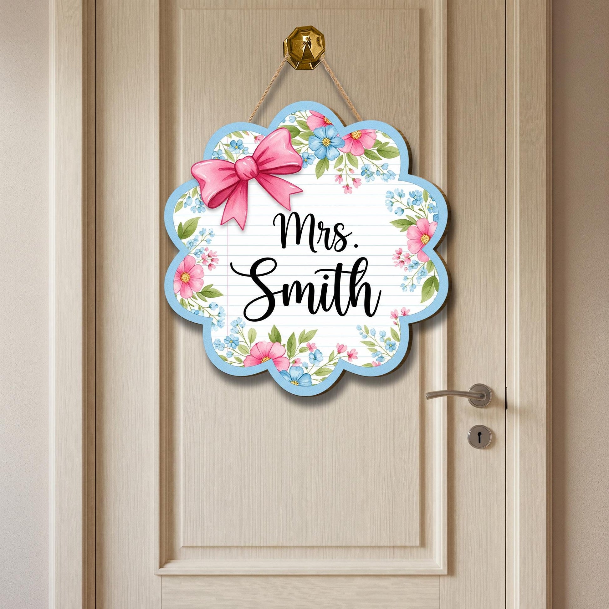 Personalized Teacher Door Hanger, Classroom Door Hanger, Class Welcome Sign, Preppy Grandmillenial Aesthetic Decor, Back To School Gift