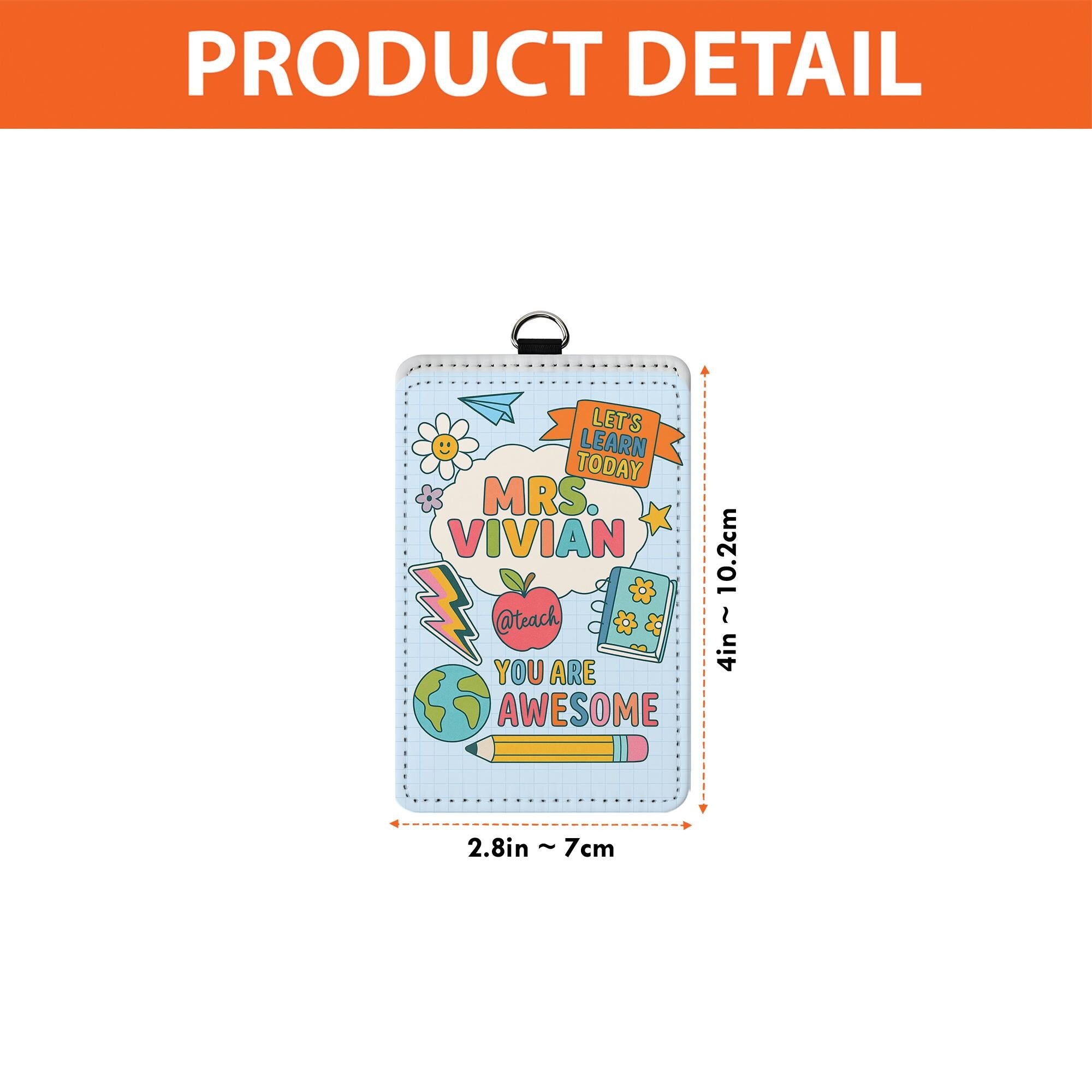 Personalized Teacher ID Badge Holder, Cute Doodle Style Name Tag for Teachers, Educators | Back to School Lanyard Accessory, Teacher Lanyard