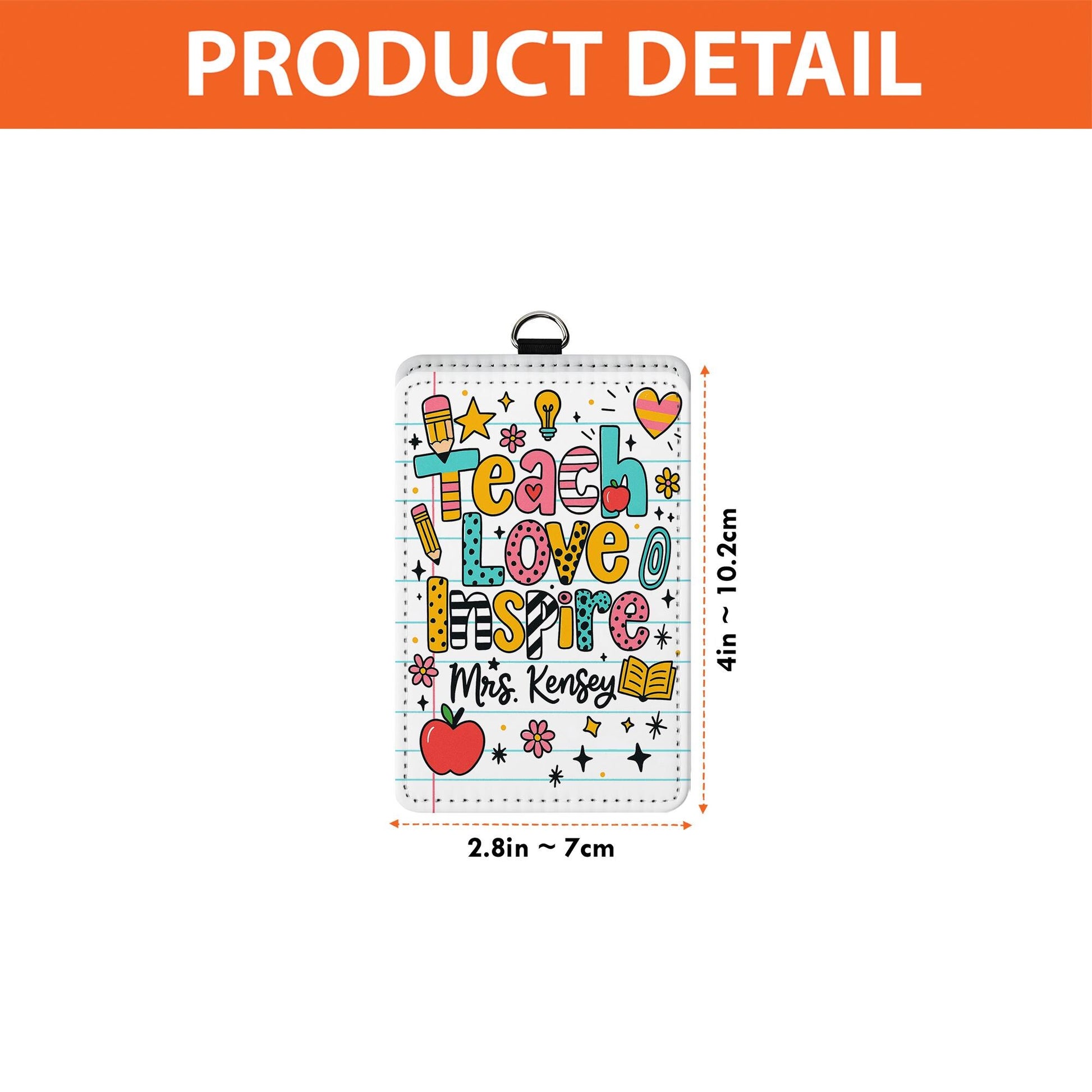 Teach Love Inspire Teacher ID Badge | Personalized Name Tag for Teachers, Educators, Staffs | Cute School Lanyard Accessory for Classroom