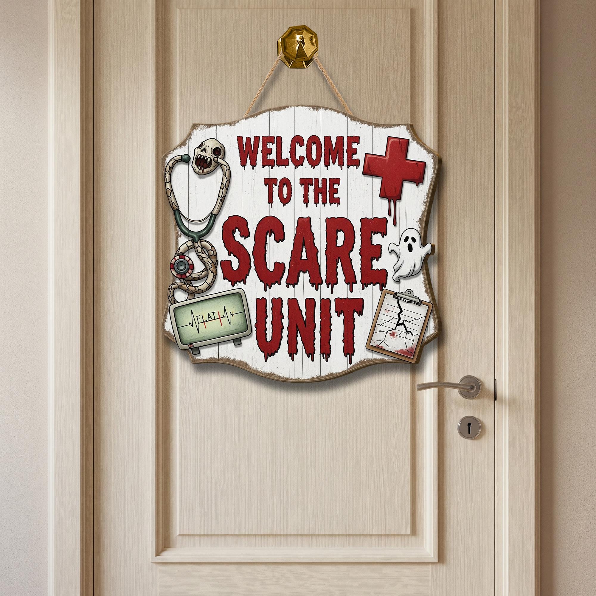 Halloween Nurse Door Sign – Scare Unit Decor for Hospital, Clinic or ER – Funny Medical Halloween Hanging Sign