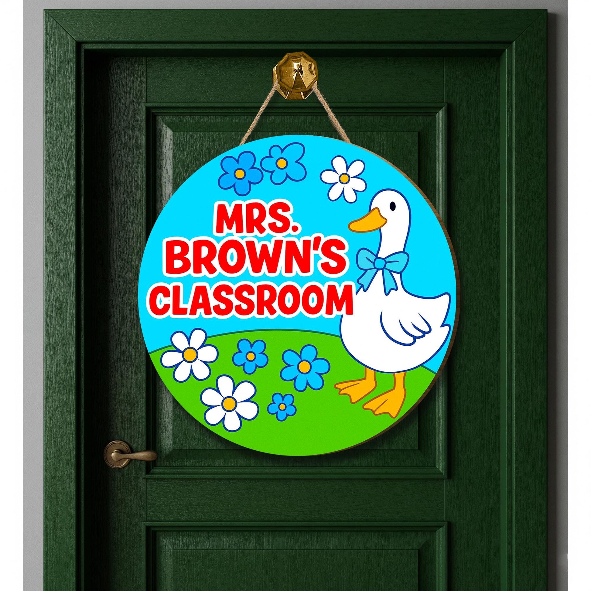 Goose Classroom Welcome Door Sign, Cute Goose and Flowers Wooden Sign, Personalized Teacher Back to School Classroom Decor, Elementary Decor