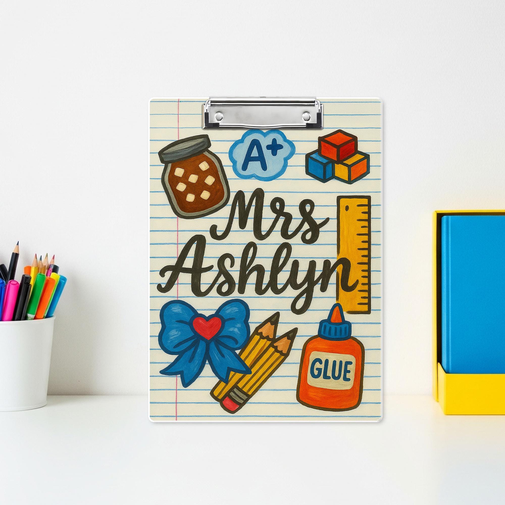 Personalized Teacher Clipboard, Custom Name School Clipboard, Cute Classroom Gift for Teachers, Back to School Teacher Supplies