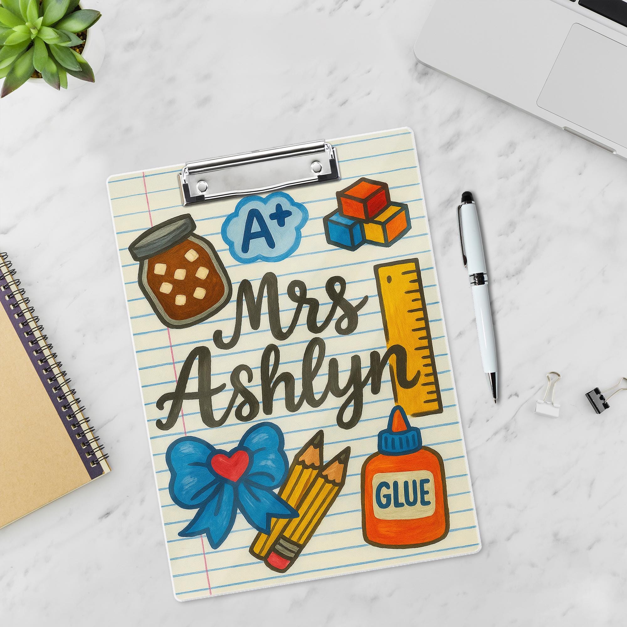 Personalized Teacher Clipboard, Custom Name School Clipboard, Cute Classroom Gift for Teachers, Back to School Teacher Supplies