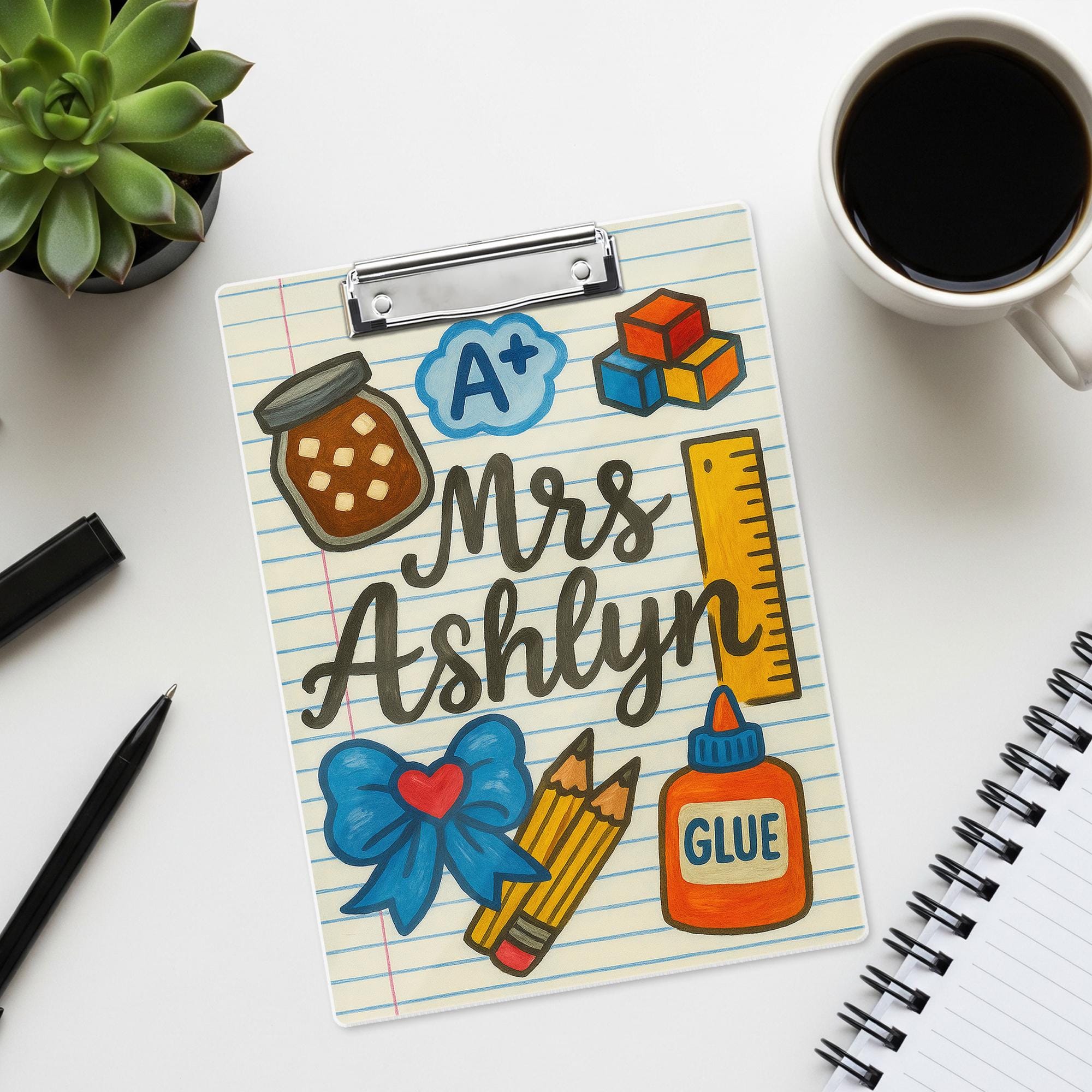 Personalized Teacher Clipboard, Custom Name School Clipboard, Cute Classroom Gift for Teachers, Back to School Teacher Supplies